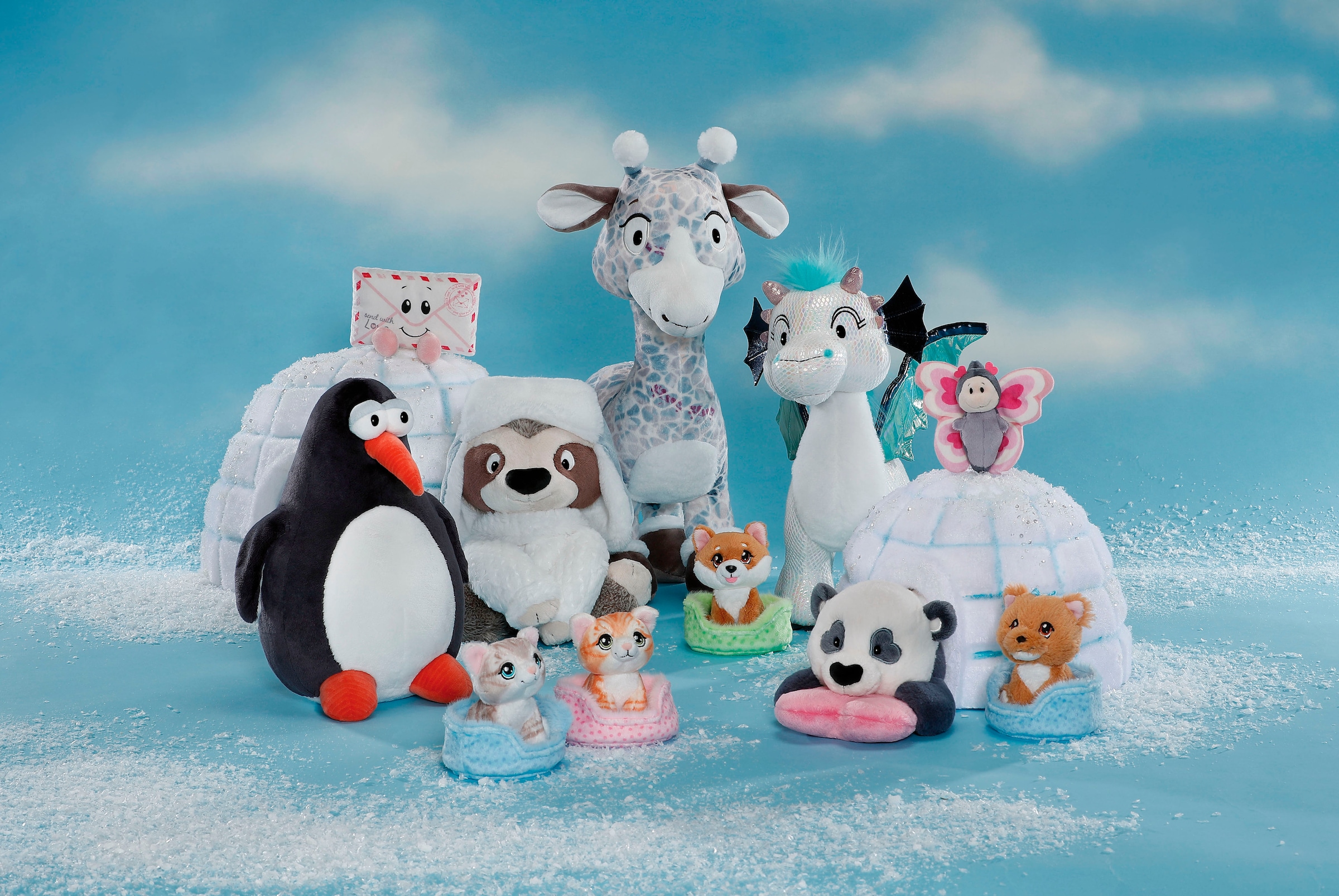 Nici Kuscheltier »Little Paws, Katze grau getigert, 12 cm, im Körbchen blau«