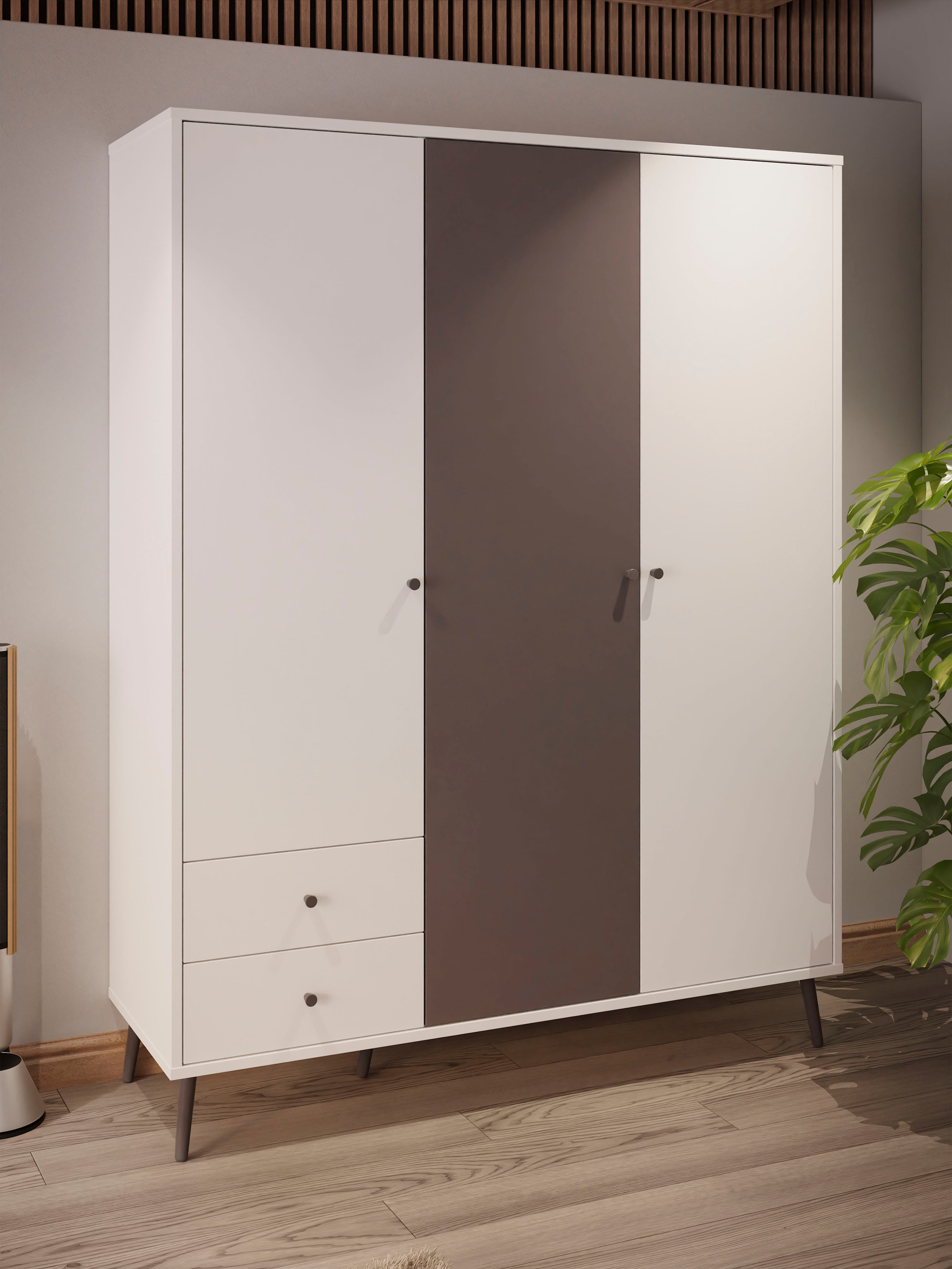 FORTE Drehtürenschrank »Harllson EasyKlix by Forte«, Montage von Korpus und Türen ohne Werkzeug oder Schrauben