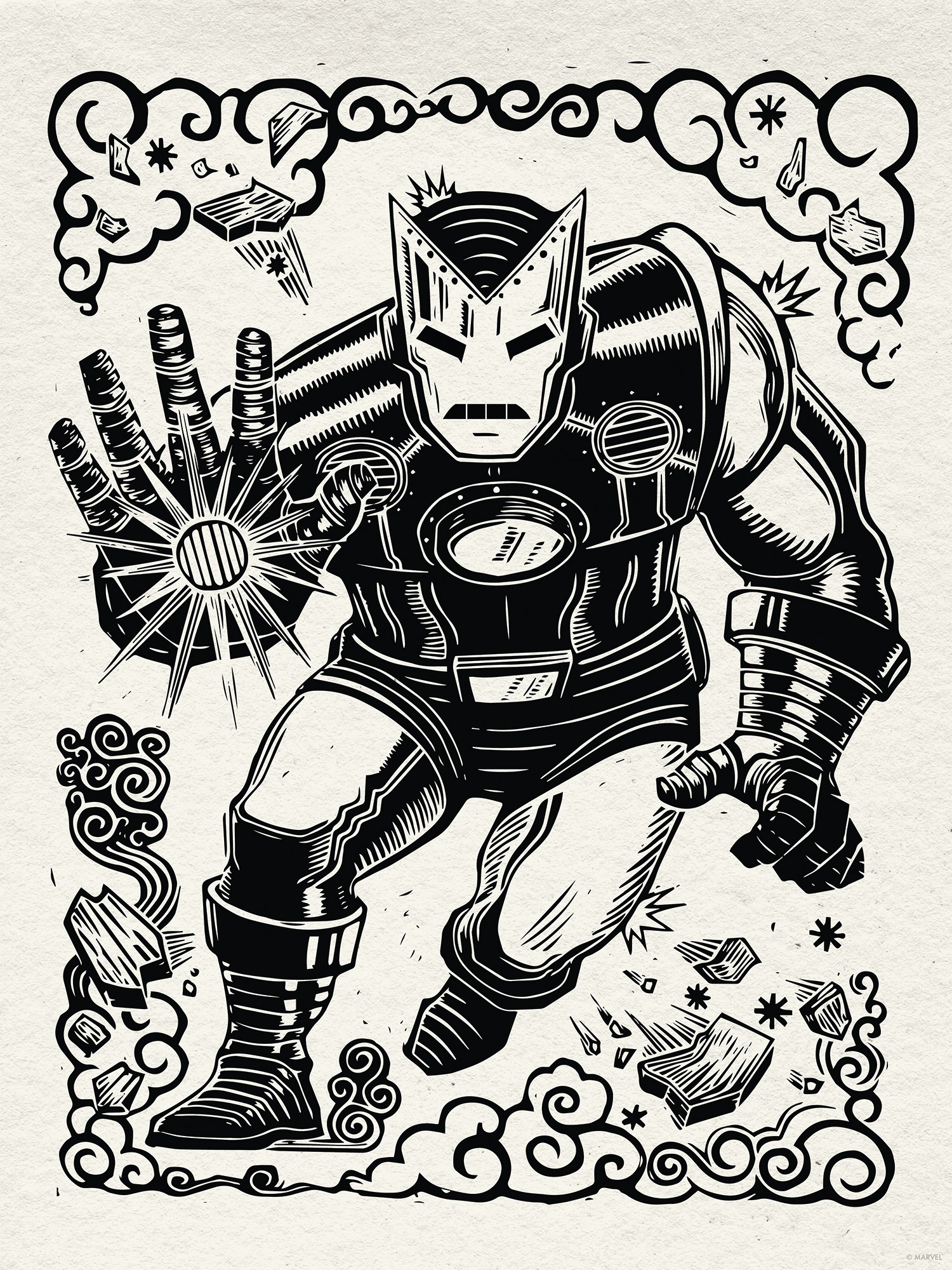 Komar Wandbild »Marvel Iron Man Lino-Cut«, Disney, (Set, 1 St.), 30 x 40 cm (Breite x Höhe) - Kinderzimmer, Dekoration