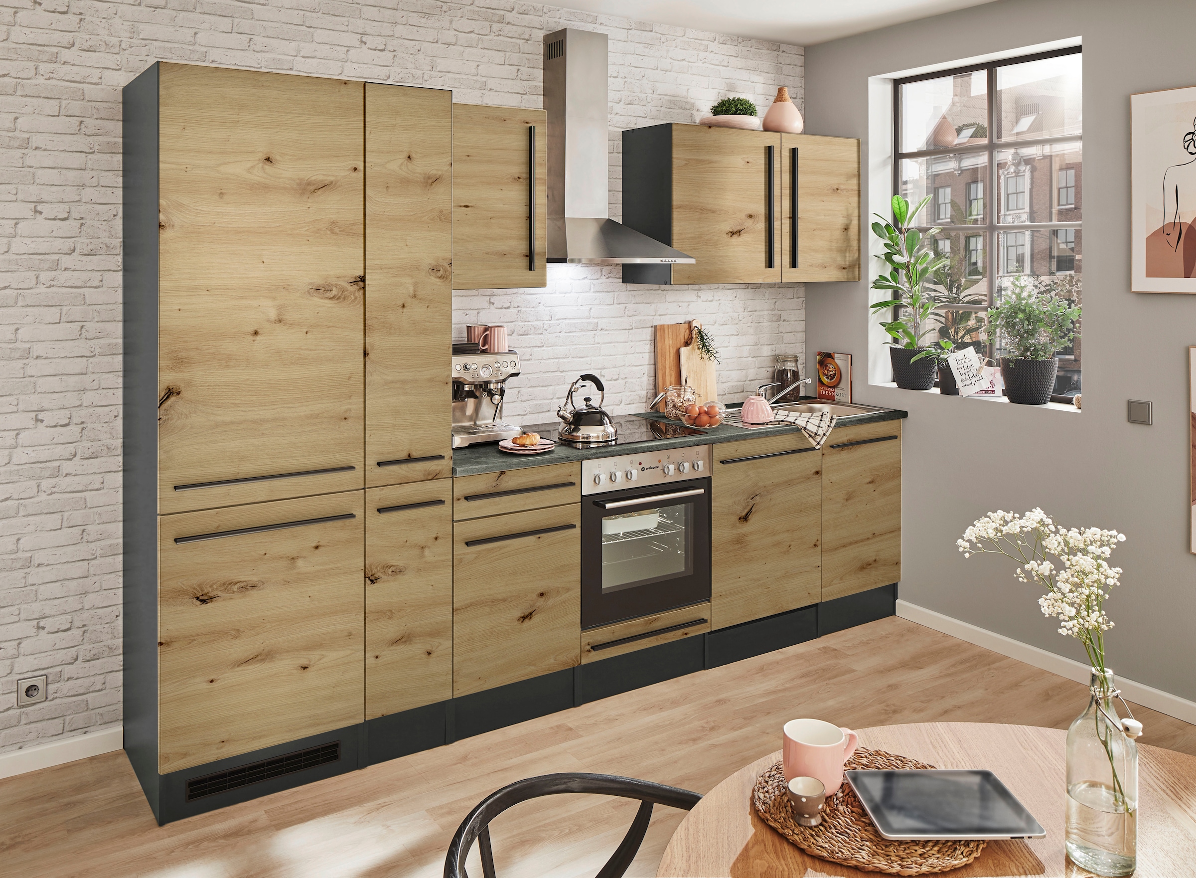 BASIC by Balculina Küchenzeile »Jazz«, Breite 310 cm, wahlweise mit E-Geräten