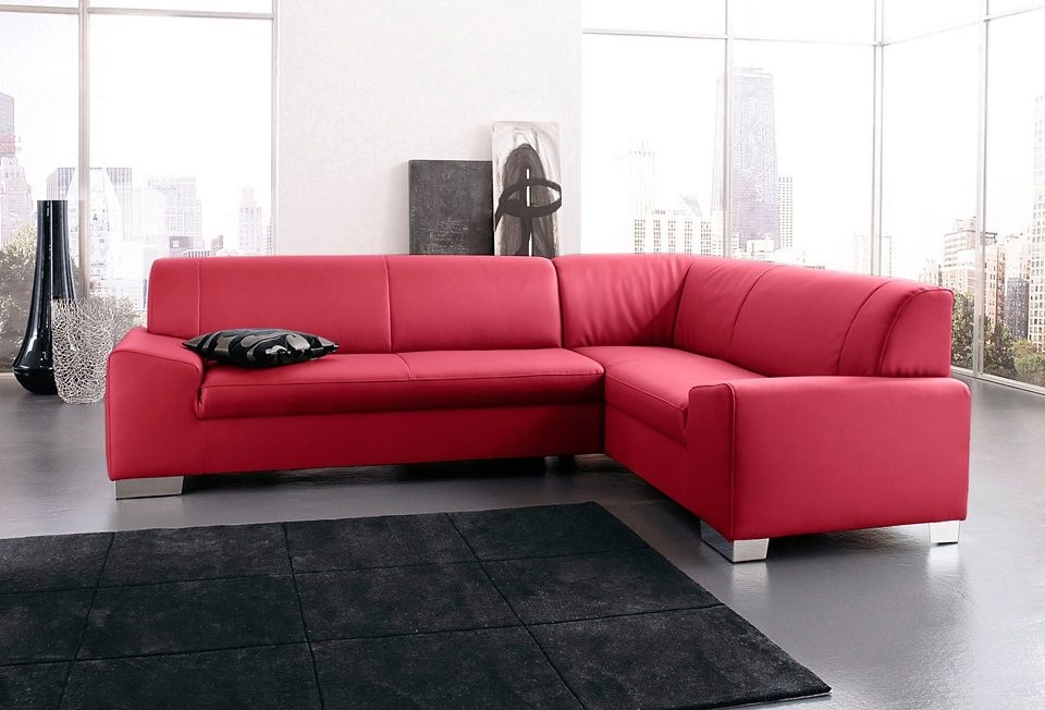 DOMO collection Ecksofa »Alisson, zeitlose Optik, flache Armlehnen, L-Form«, fester Sitzkomfort, wahlweise mit Bettfunktion