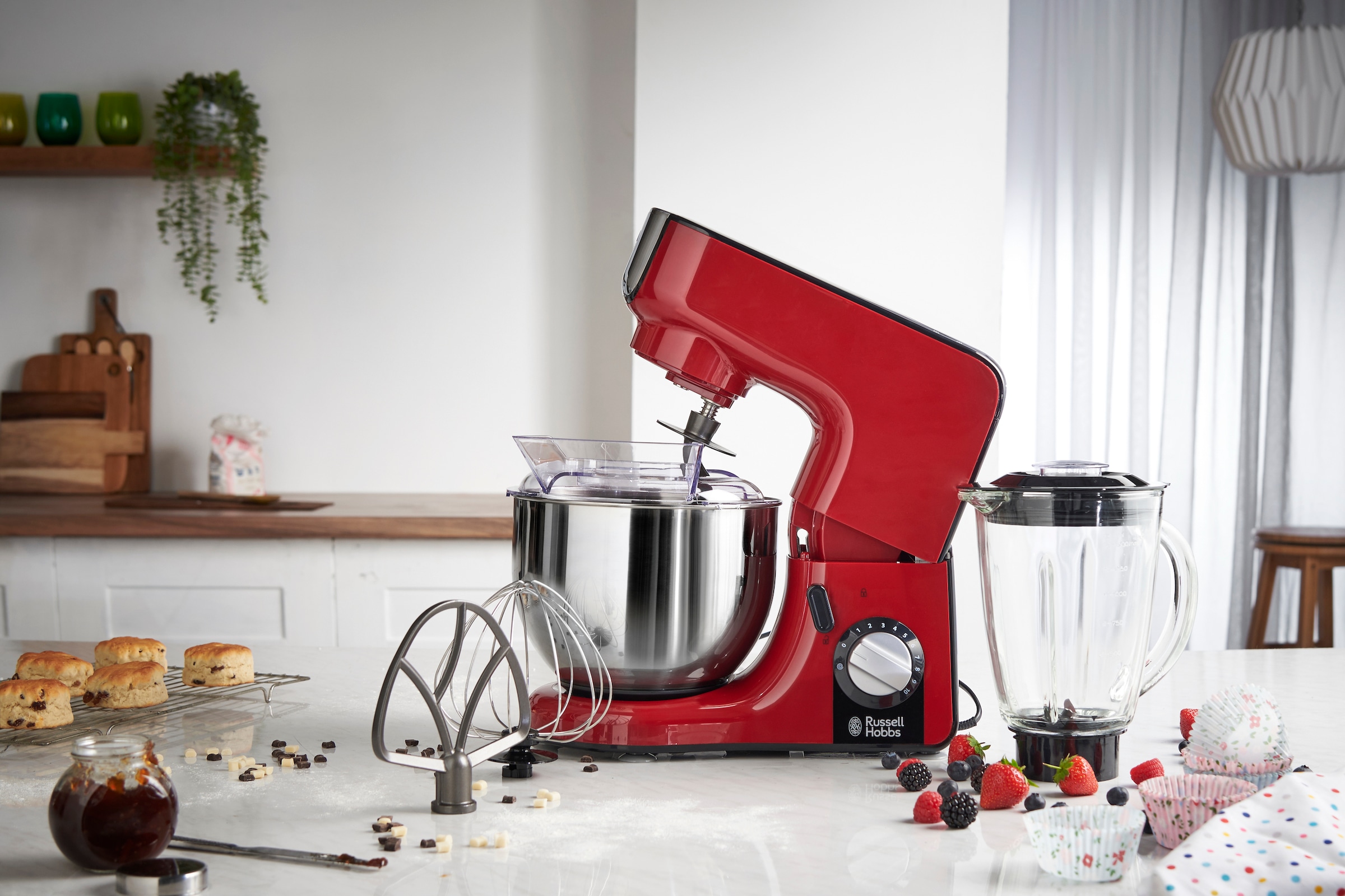 RUSSELL HOBBS Küchenmaschine »23480-56 Multi Desire Rot«, Knetmaschine, Standmixer/Zerkleinerer, 3 Rührwerkzeuge