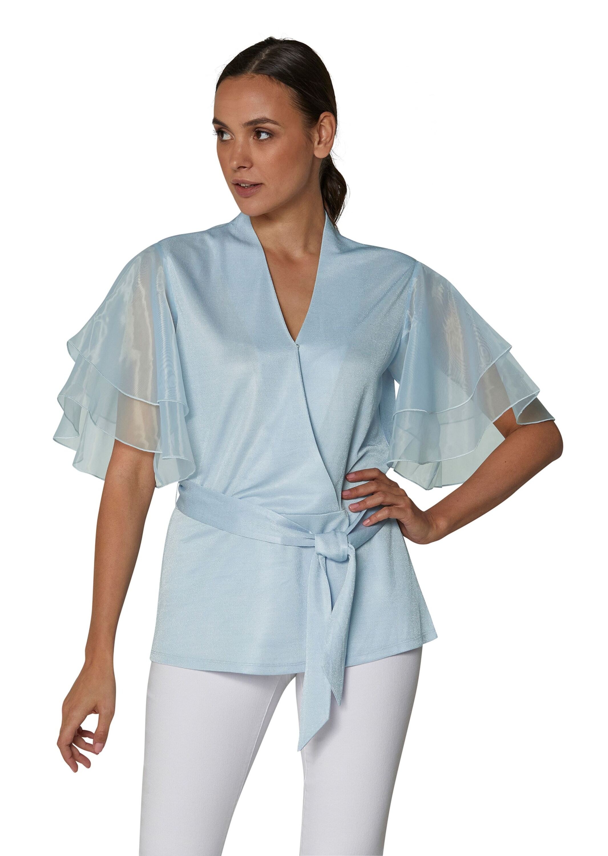 MADELEINE Langarmbluse »Bluse Bluse im Metallic-Look mit transparenten Ärmeln«