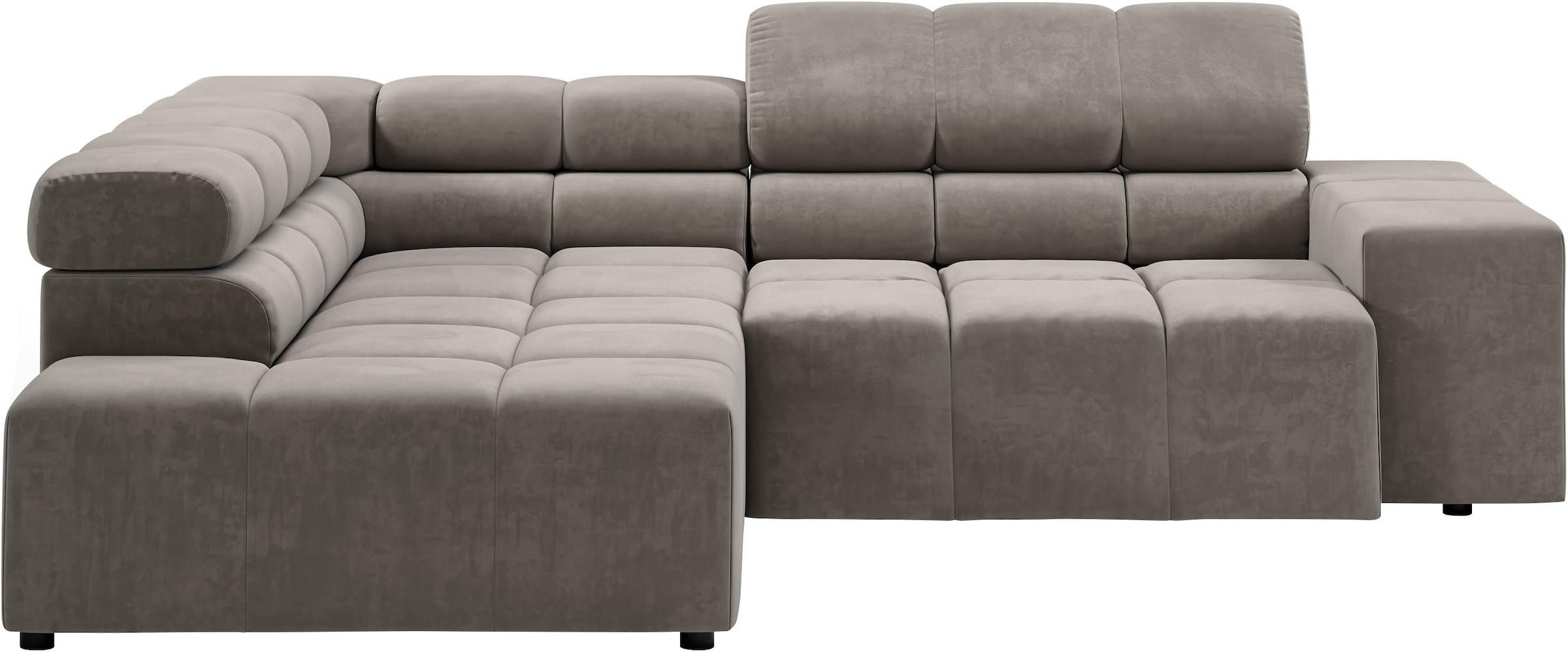 INOSIGN Ecksofa »Ancona, incl. Kopfteilverstellung + 3 Zierkissen, L-Form, bequem«, wahlweise motorische Sitztiefenverstellung, B/T(H: 249/215/70 cm