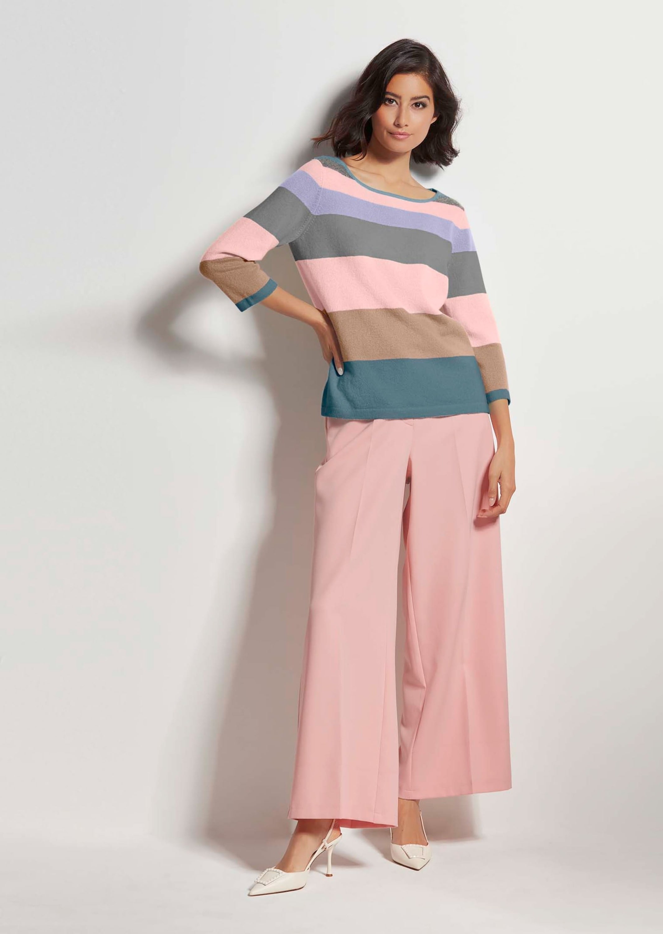 MADELEINE Longpullover »Kaschmirpullover Moderner Streifenpullover mit U-Boot-Ausschnitt«