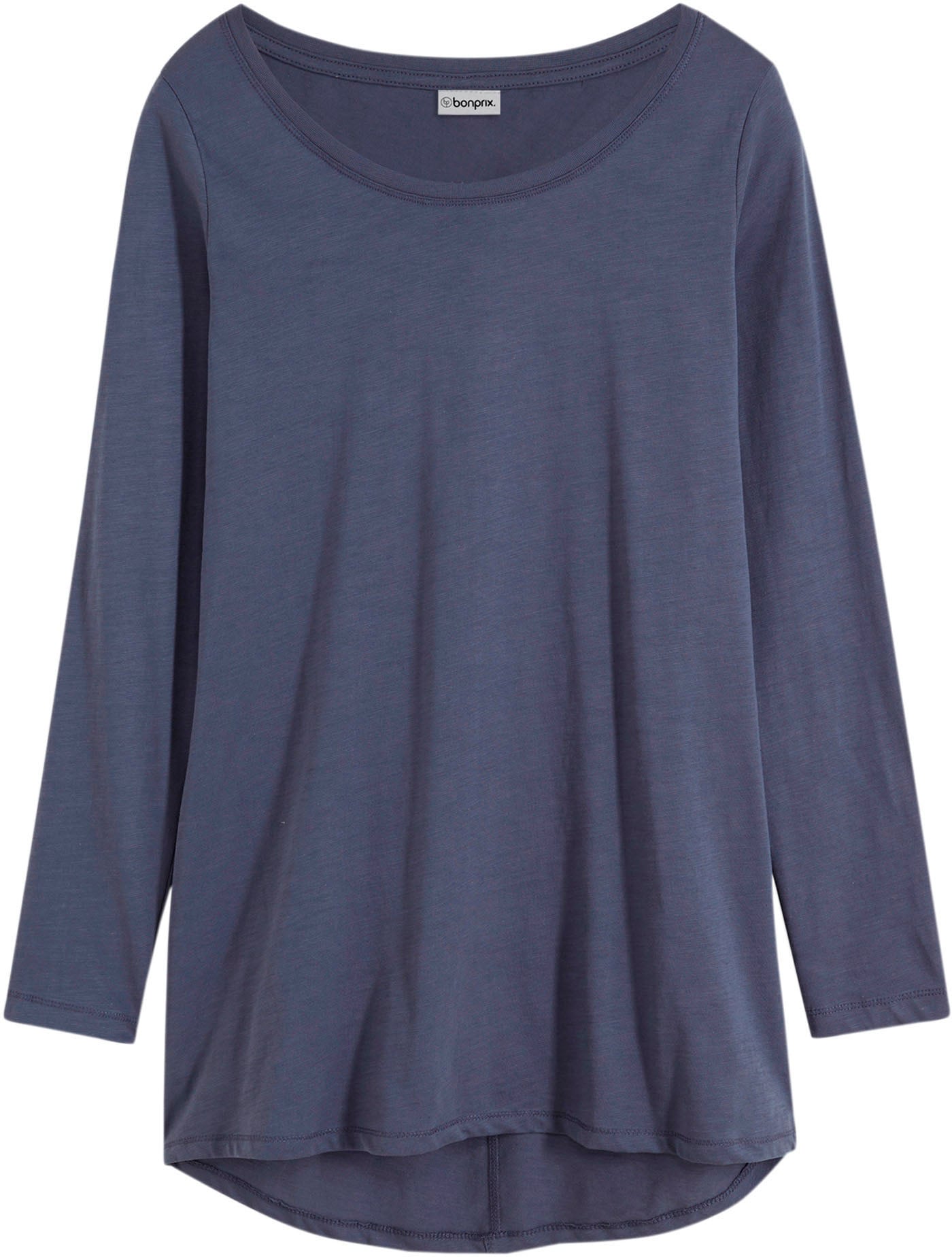 bonprix Langarmshirt »Langarmshirt aus reiner Baumwolle« lockere Passform, Langarm-Design, abgerundeter Saum, aus Baumwolle