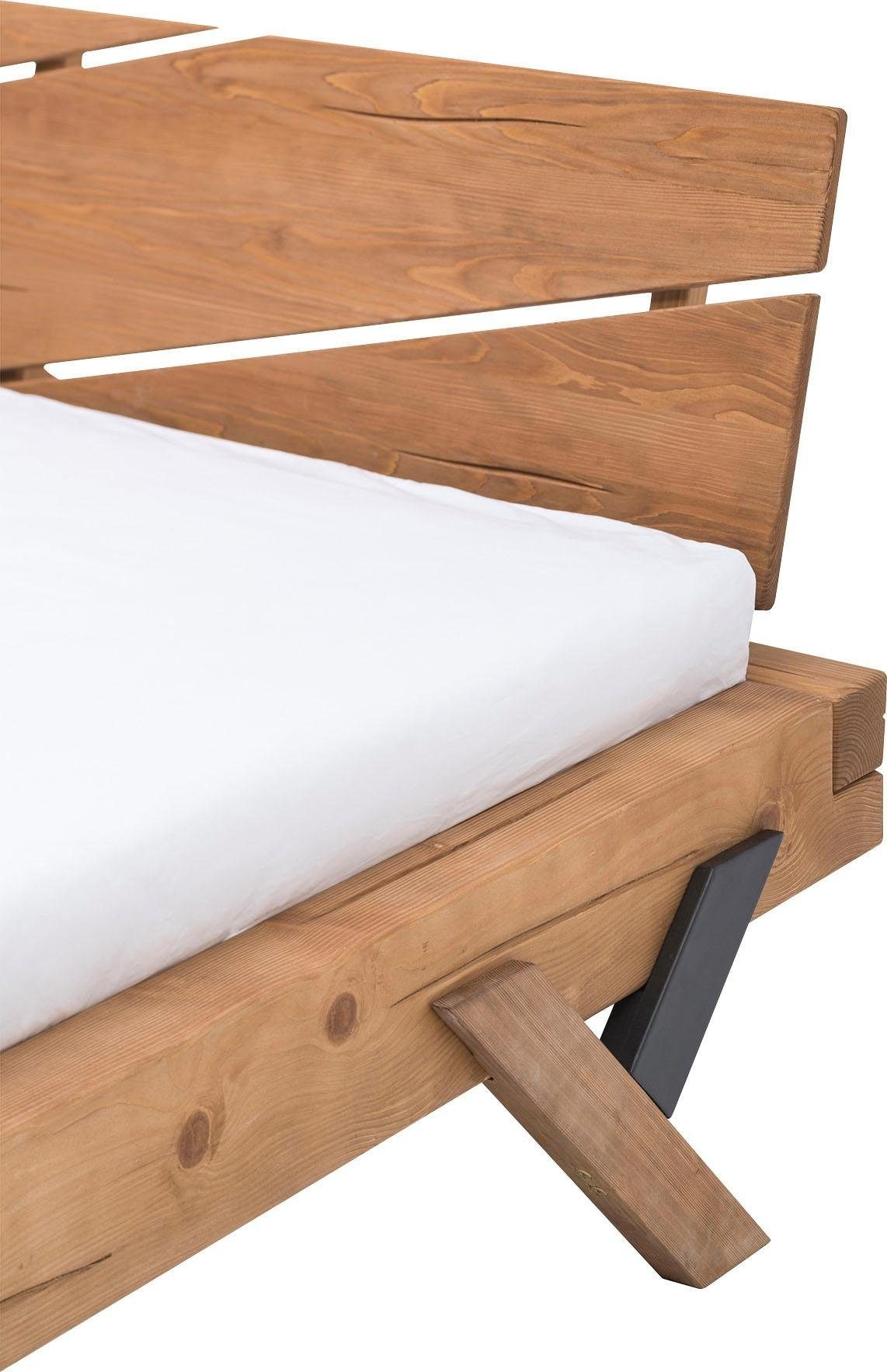 SalesFever Massivholzbett »Eik Naturbelassenes Bett« Urige Eleganz trifft moderne Formen - Unikat-Balkenbett