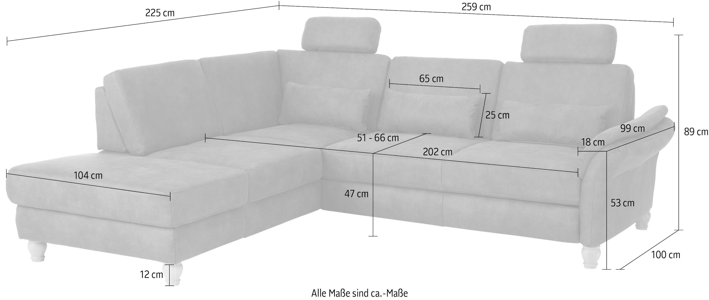 Home affaire Ecksofa »Palace L-Form«, incl. Sitztiefenverstellung, wahlweise mit Bettfunktion und Stauraum