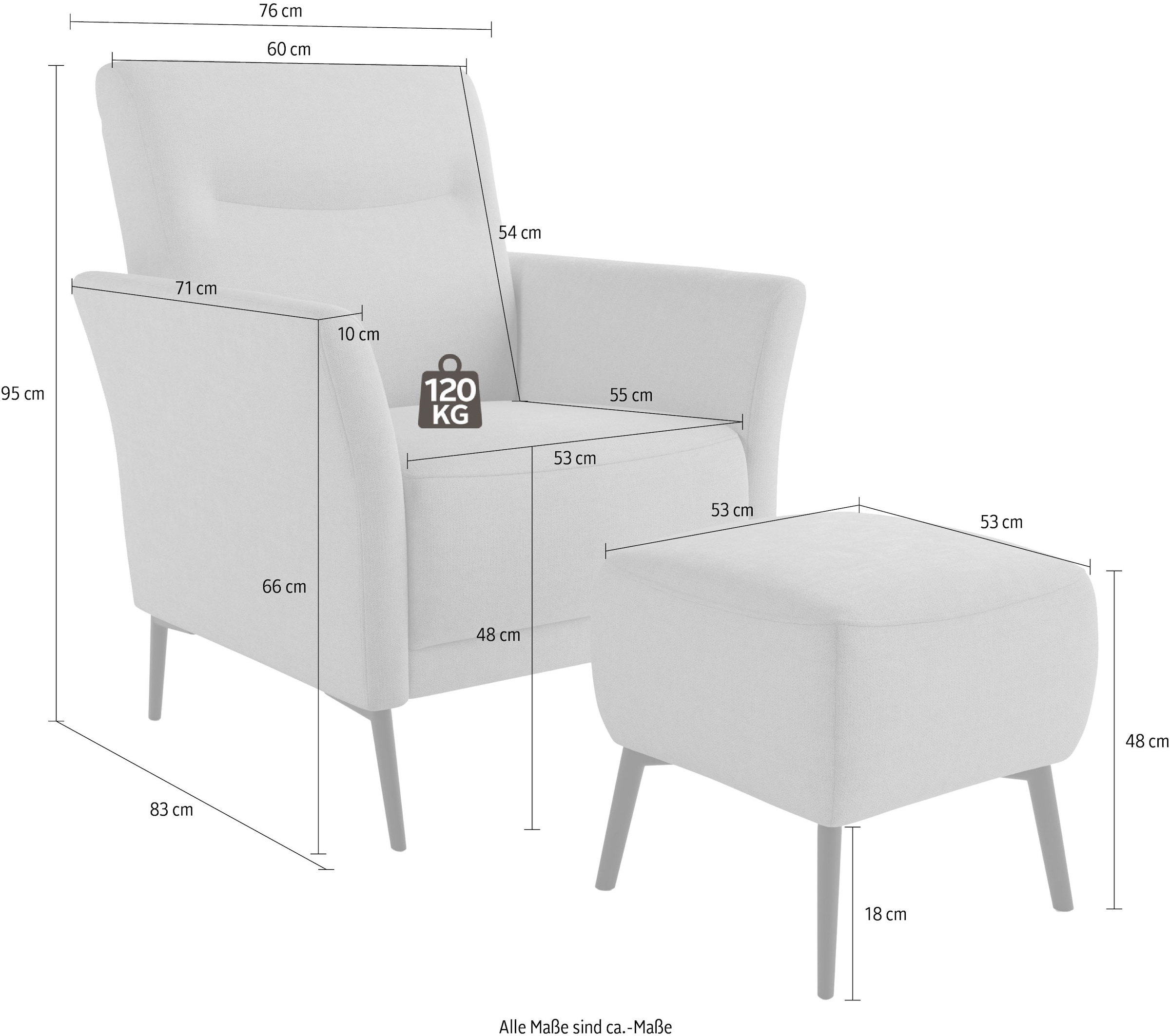 sit&more Sessel »Talvi« 2 Stk. tlg. 2-teiliges Set- Sessel mit Hocker
