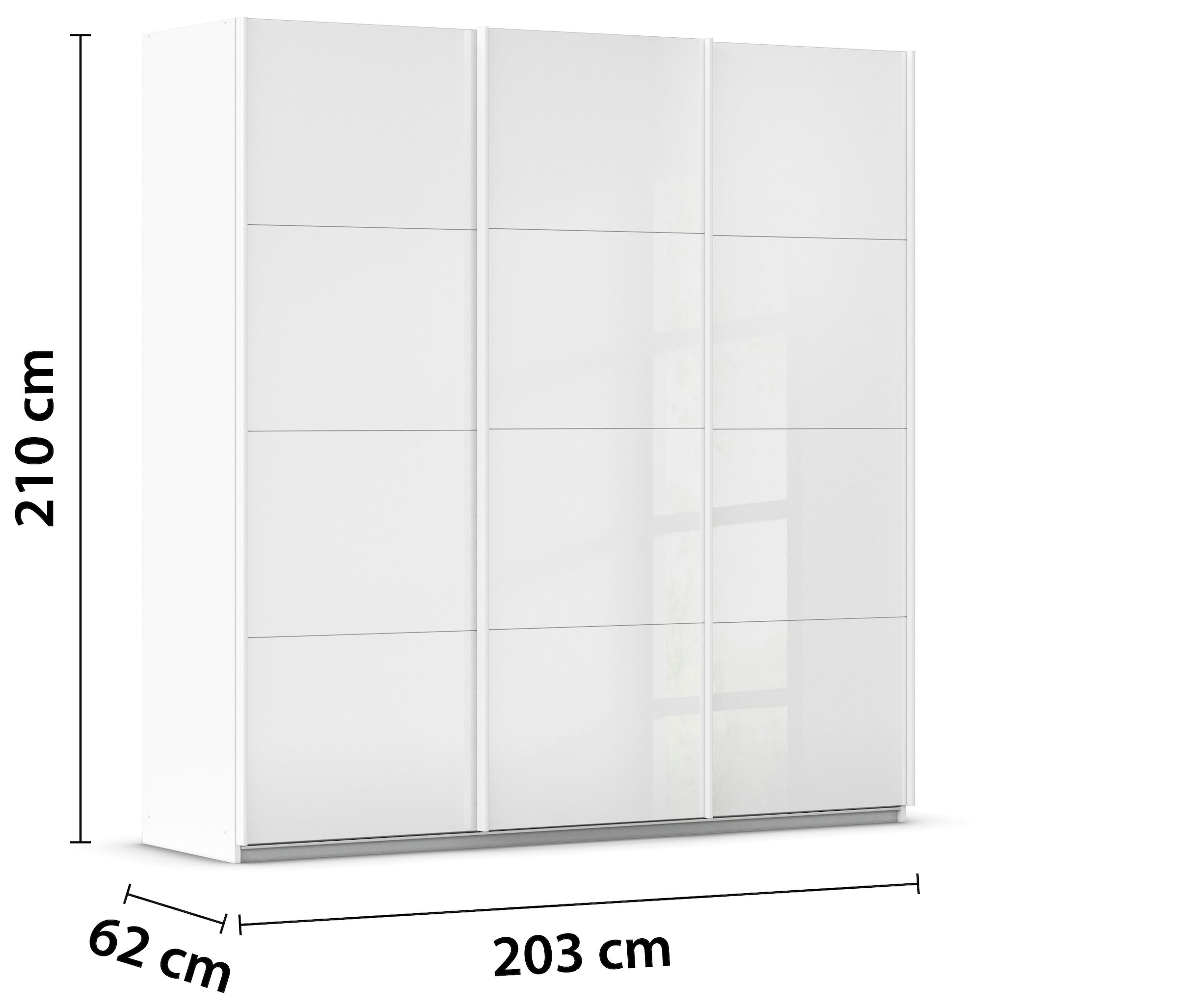 rauch Schwebetürenschrank »Kleiderschrank Schrank Garderobe KOLUNA mit hochwertiger Glasfront« 3 Ausstattungen BASIC/CLASSIC/PREMIUM (inkl. SOFT-CLOSE-FUNKTION),  Breiten 203/271/315/360 cm Höhen 210/229 cm MADE IN GERMANY
