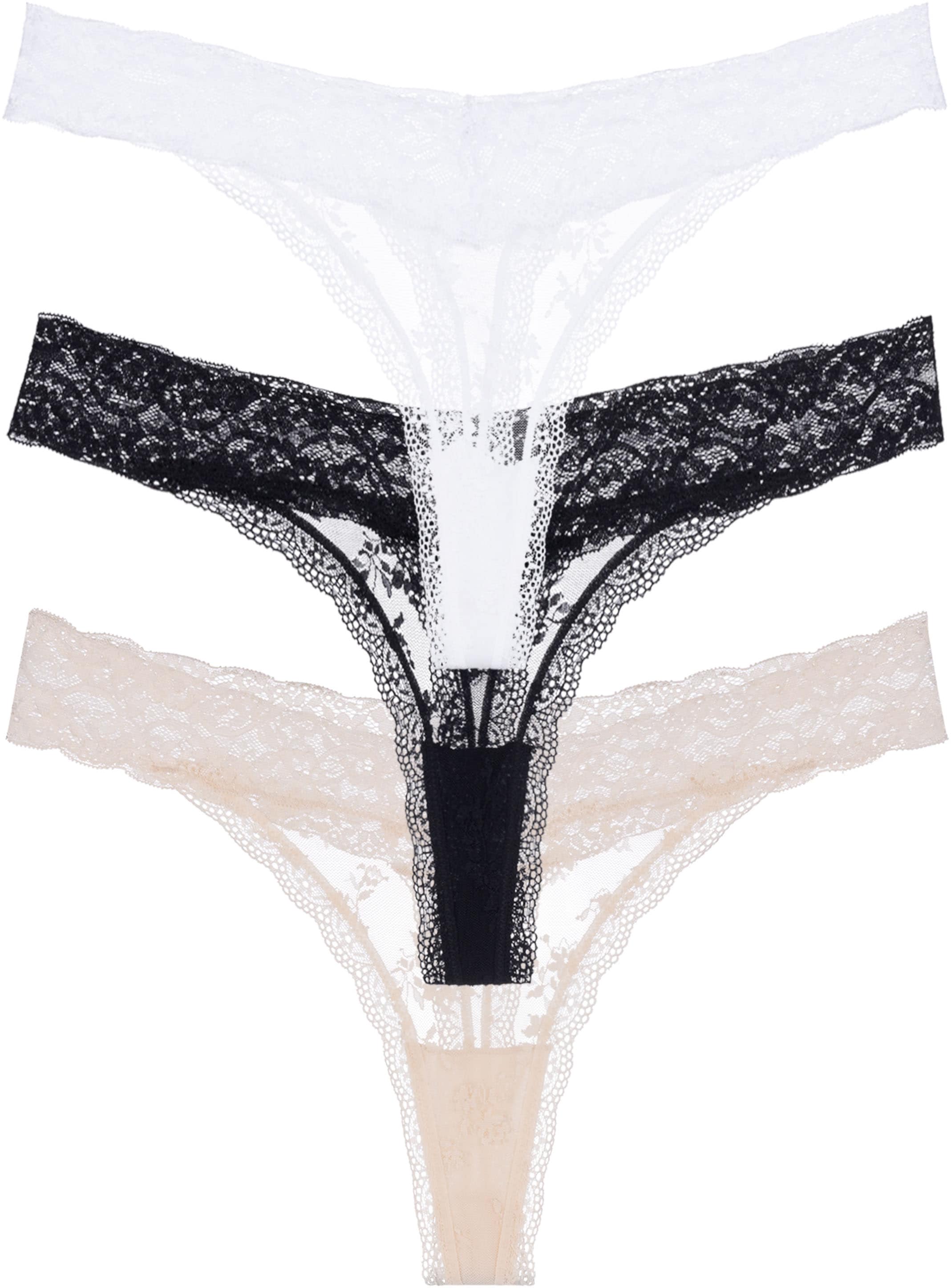 Dorina Tanga »Lana Essential Lace« 3er Pack,  leicht transparent, mit Spitze, bequem, weich
