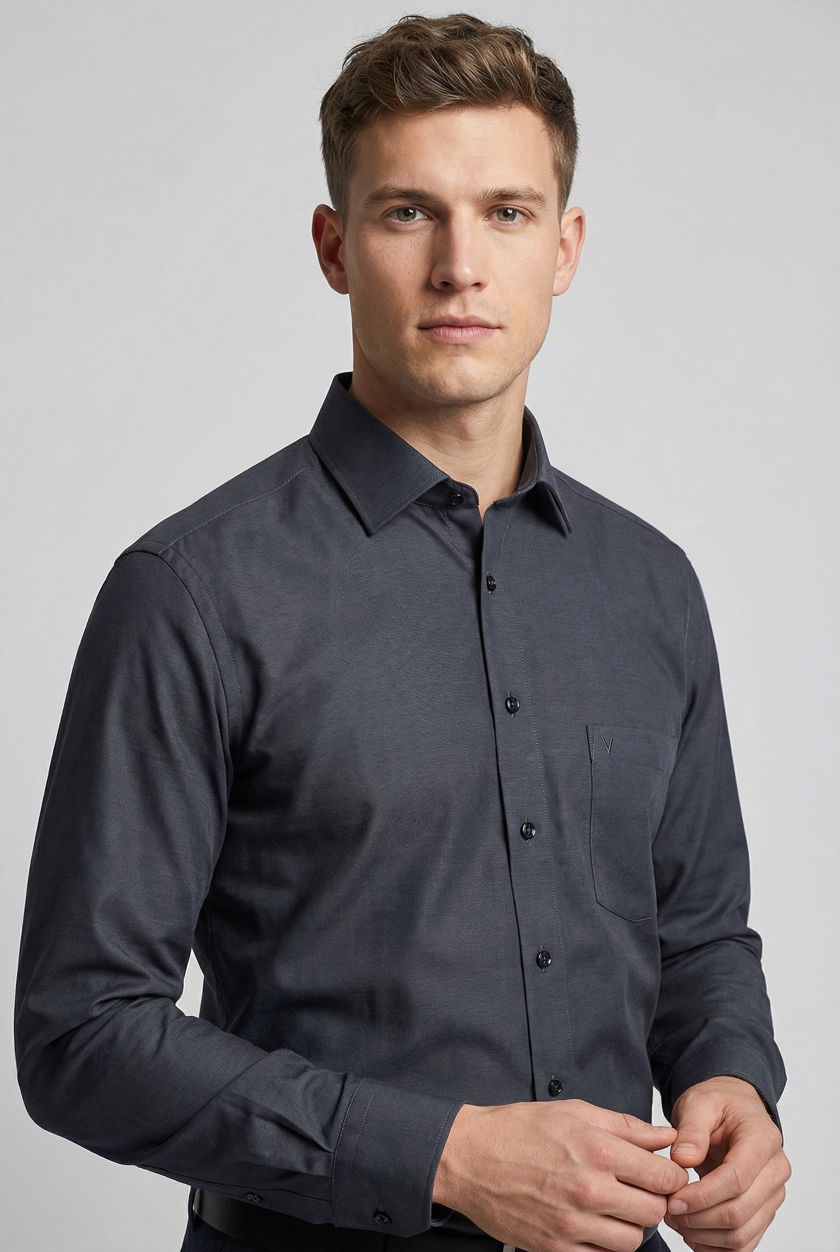 MARVELIS Langarmhemd Businesshemd, Basic, New-Kentkragen, leicht tailliert