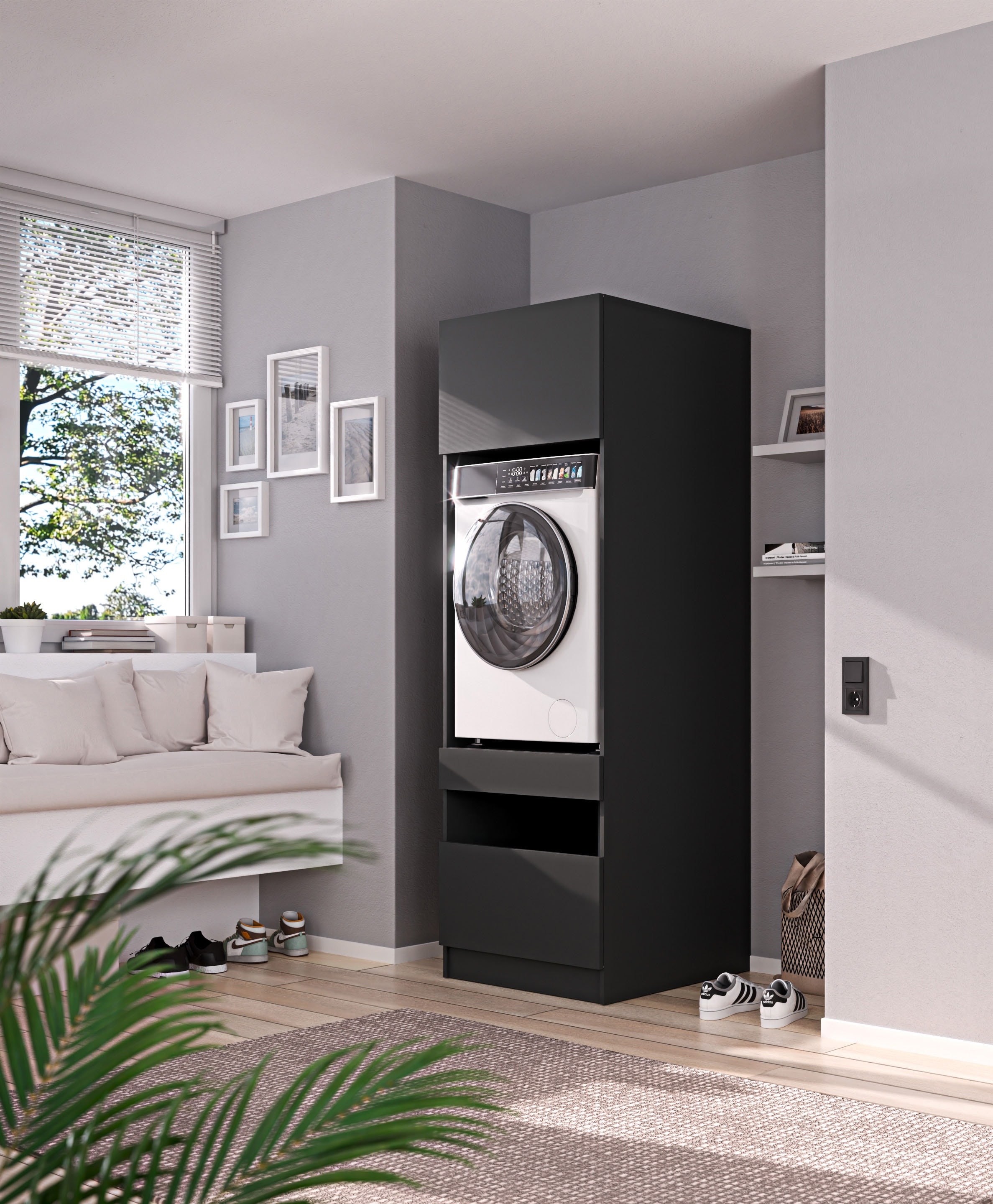 BASIC by Balculina Waschmaschinenumbauschrank »Washhome B/T/H 68x200x68 cm« 1 Stk. tlg. Breite 68cm, ausziebarer Tablerboden