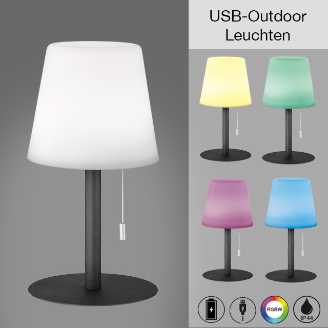 easy! BY FHL LED Außen-Tischleuchte »Garden«, 1 flammig, Leuchtmittel LED-Modul | LED fest integriert, kann auch über das mitgelieferte USB Kabel geladen werden