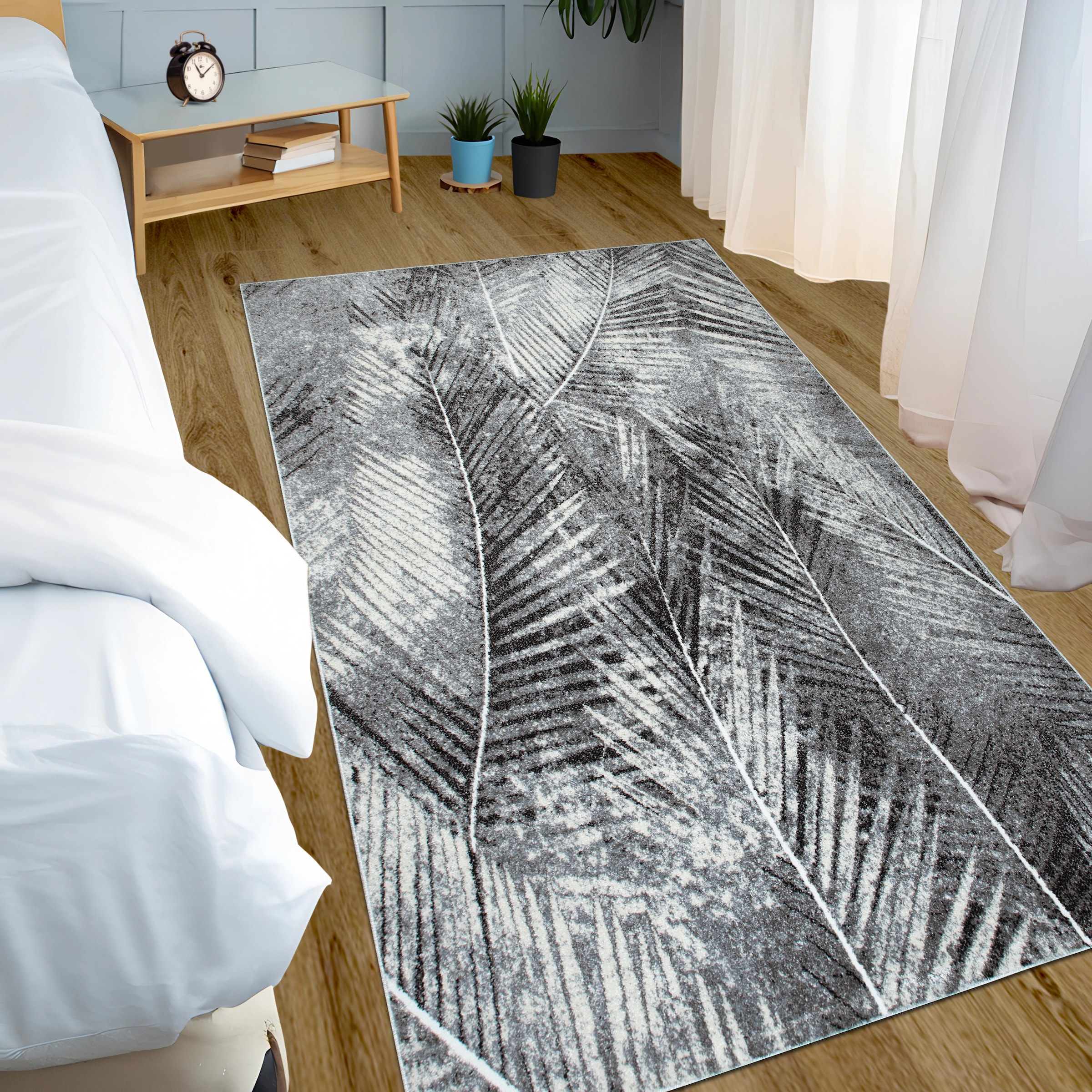 OTTO home Teppich »Kiliv, modernes Blatt Design« rechteckig 9 mm Höhe mit besonders weichem Flor, Kurzflor,