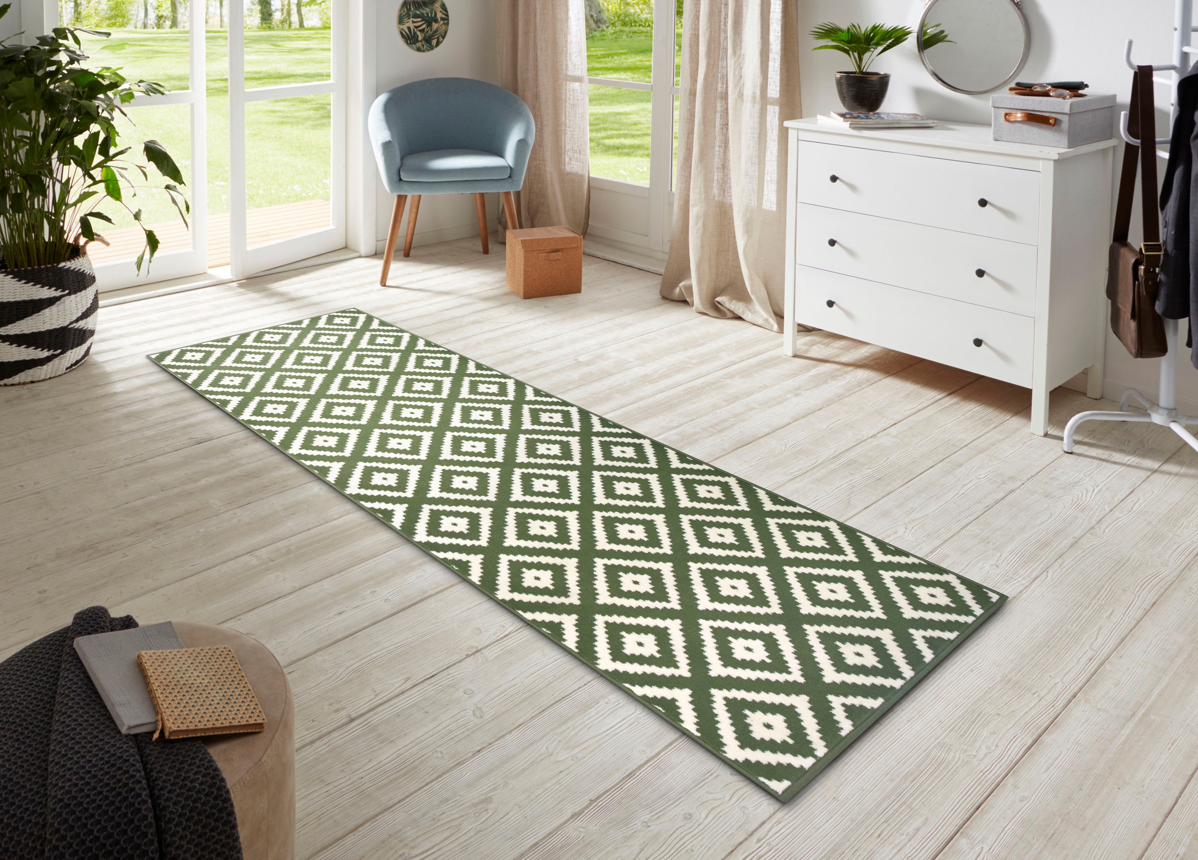 HANSE Home Läufer »Raute«, rechteckig, 9 mm Höhe, Rauten Muster, Ringsum kegettelt, Velours Haptik, Robust, Pflegeleicht