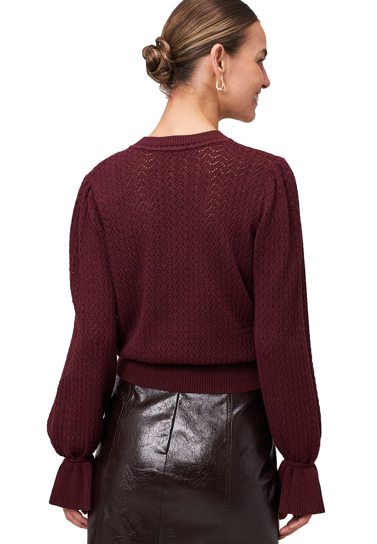 Zero Rundhalspullover »Pullover mit Volant-Ärmeln«