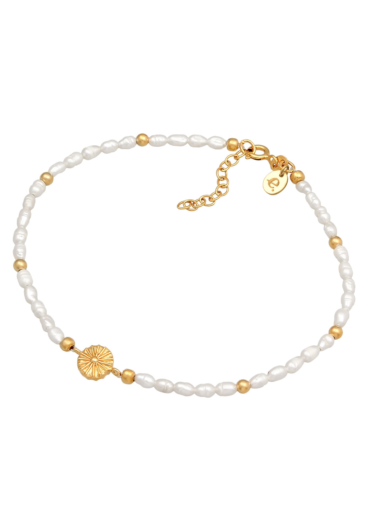 Elli Premium Fußkette »Fußschmuck Sonne Süßwasserperle Strand 925 Silber«