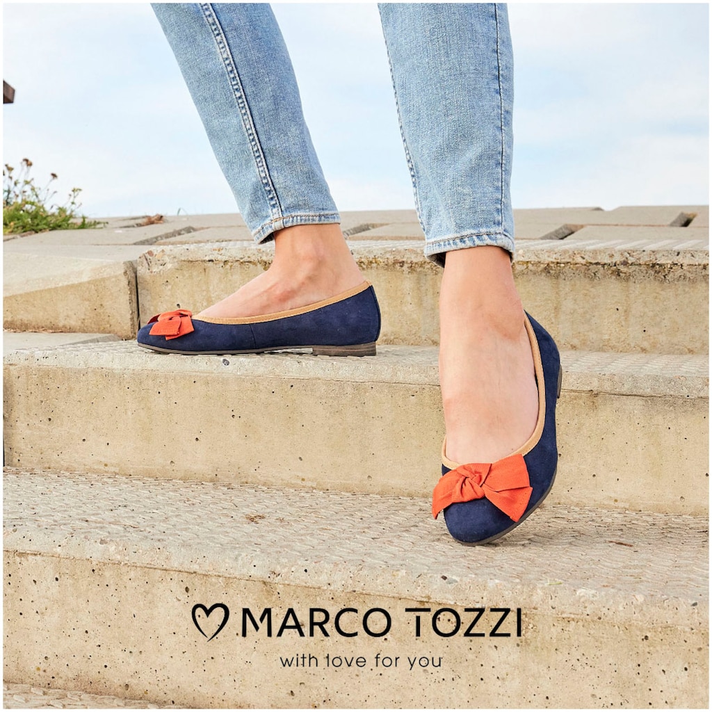 MARCO TOZZI Ballerina, Flats, Flache Schuhe, Festtagssmode mit hübscher Zierschleife