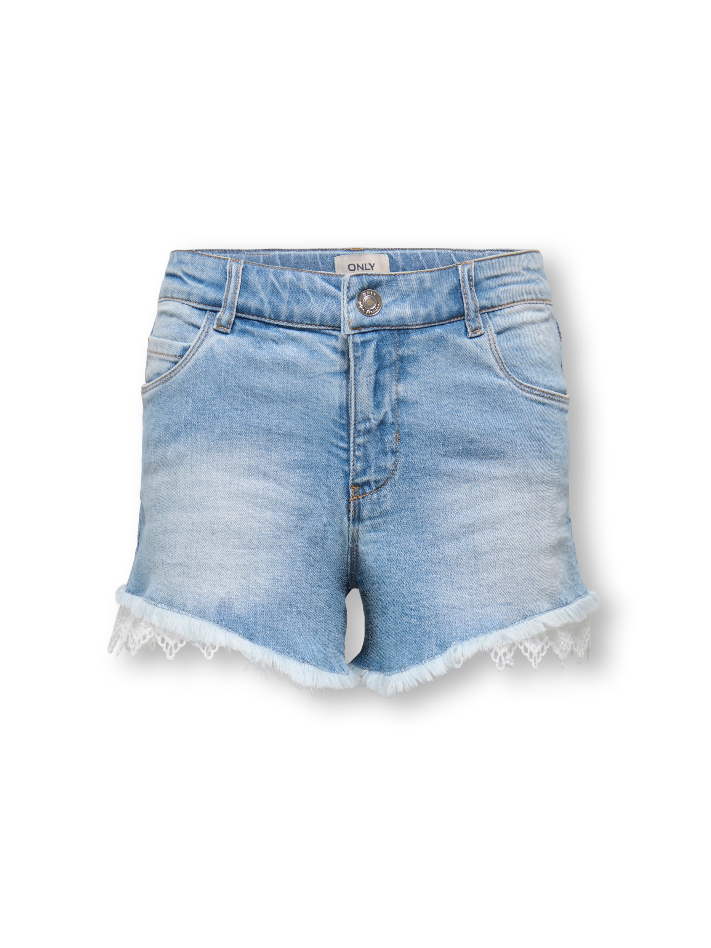 KIDS ONLY Jeansshorts »KOGROBYN REG LACE SHORTS DNM QYT« mit kleinem Spitzendetails am Bein