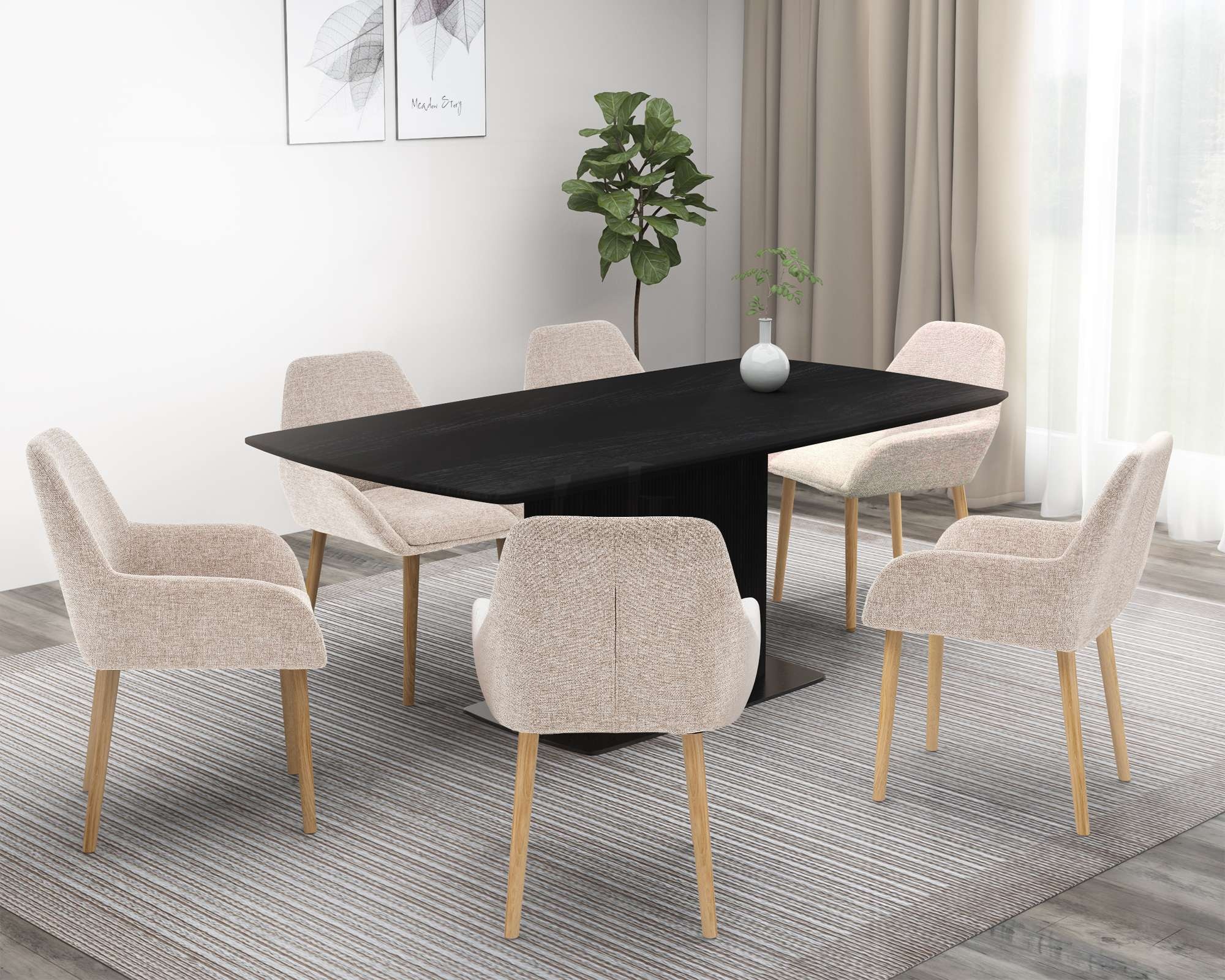 OTTO home Esszimmerstuhl »Evinnia« (Set) 2 Stk.massive Eichenholzbeine, pflegegleicher Webstoff, Sitzhöhe 48 cm