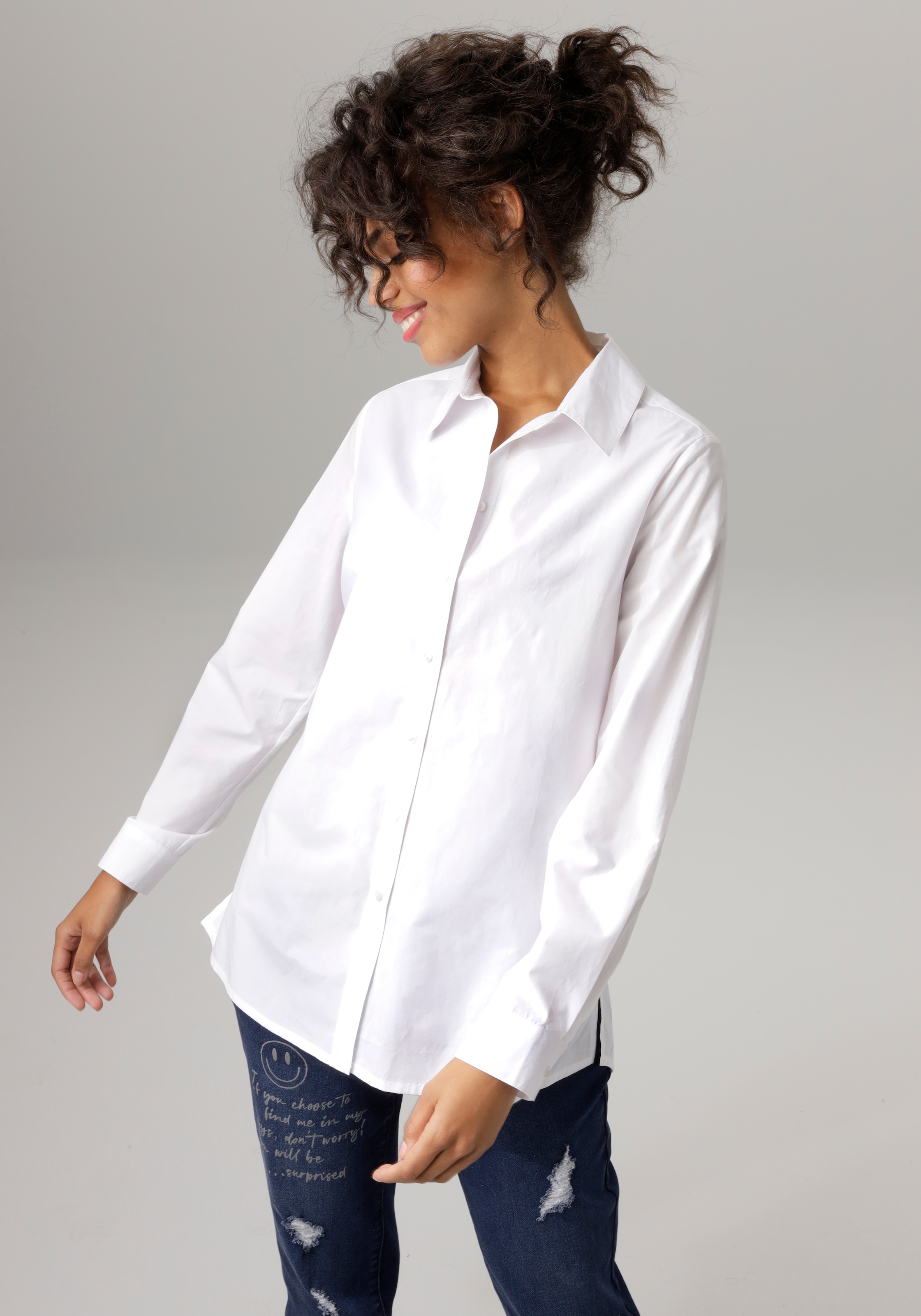 Aniston CASUAL Longbluse, mit kurzen Seitenschlitzen