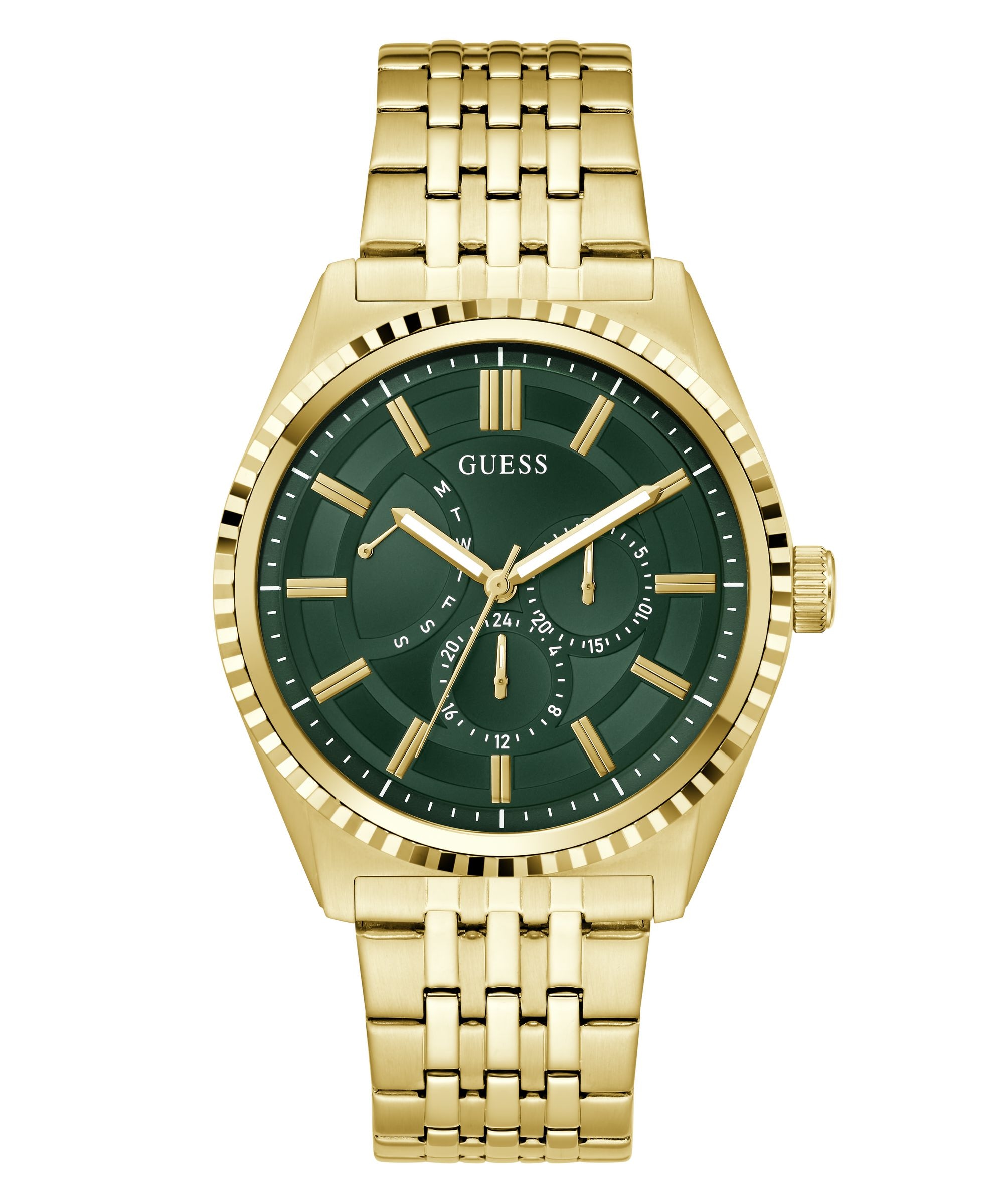 Guess Multifunktionsuhr »CAMDEN« Quarzuhr, Armbanduhr, Herrenuhr, Edelstahlarmband, analog, Wochentag