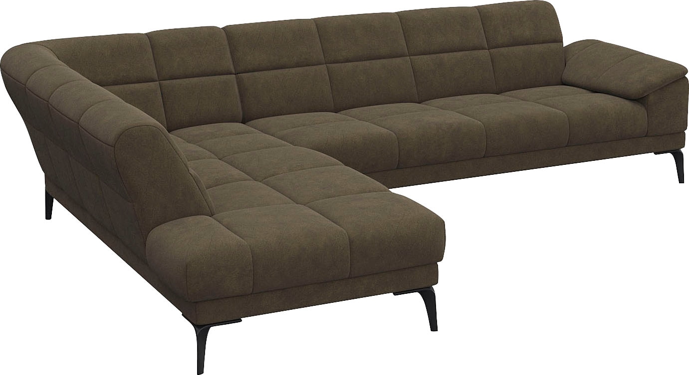 FLEXLUX Ecksofa »Viale L-Form, mit attraktiver und aktueller Rückensteppung«, Sitzaufbau mit hochwertigem Kaltschaum für mehr Sitzkomfort