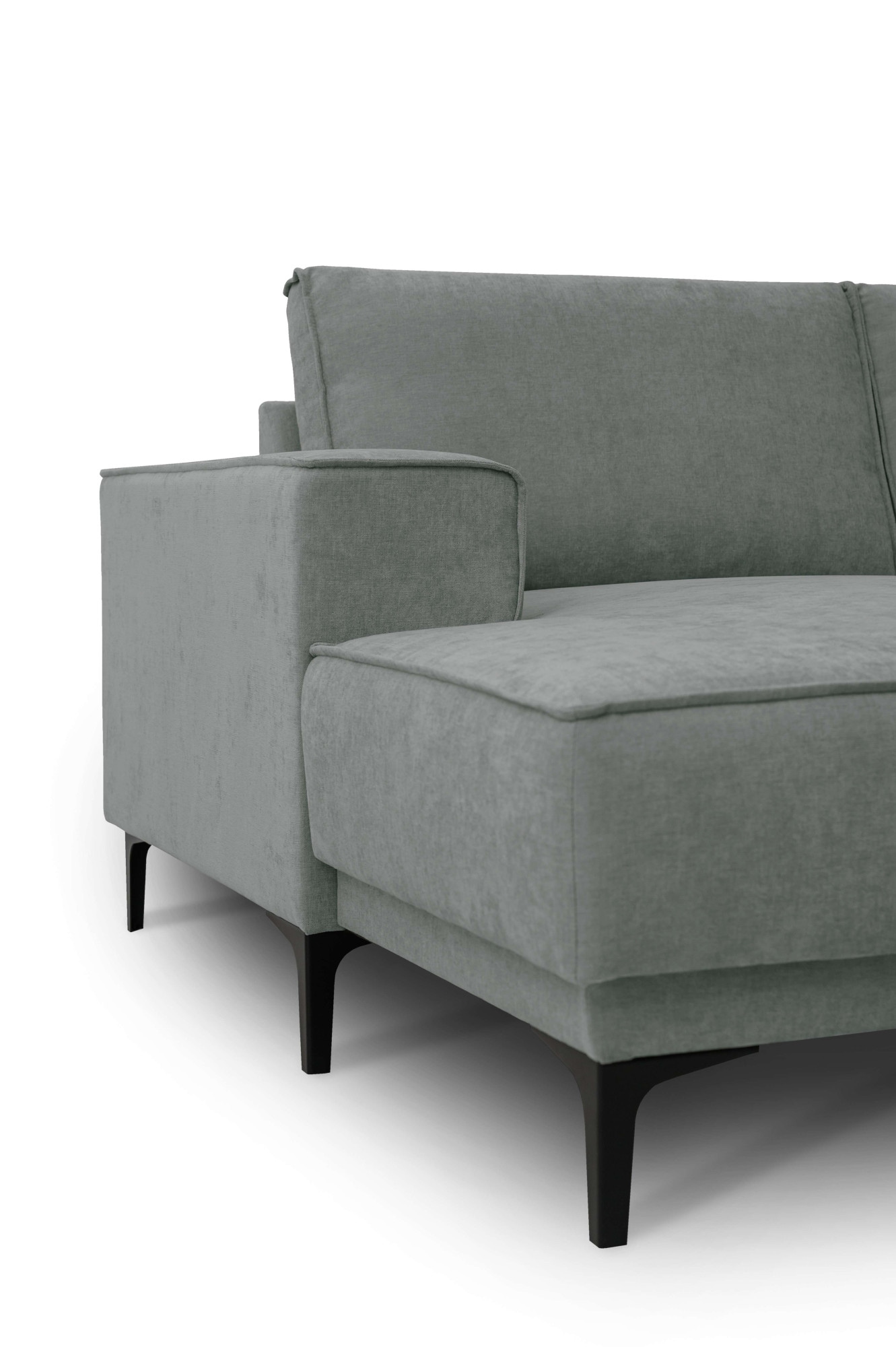 Places of Style Wohnlandschaft »XXL Sofa Oland, Struktur, Flachgewebe, Luxus-Microfaser, Boucle«, U-Form, 342 cm, Wellenunterfederung, Skandi-Design, Metallfüße
