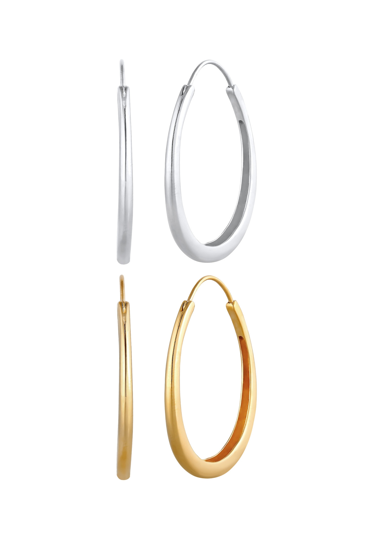 Elli Ohrstecker-Set »Ohrringe Creolen Oval Geo Style Bicolor 925 Silber«