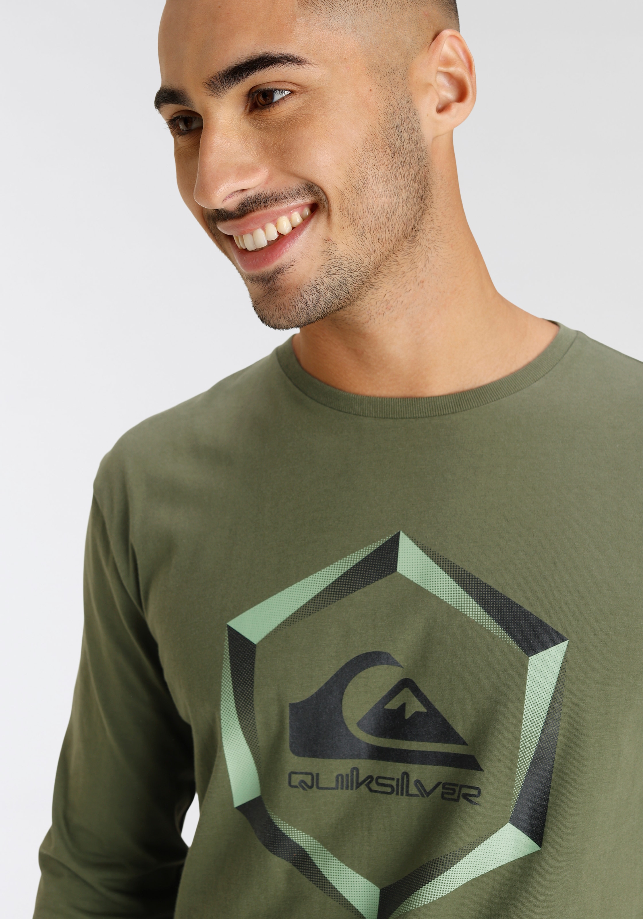 Quiksilver Langarmshirt »Herren Doppelpack mit Logodruck«, (Packung, 2 tlg.)