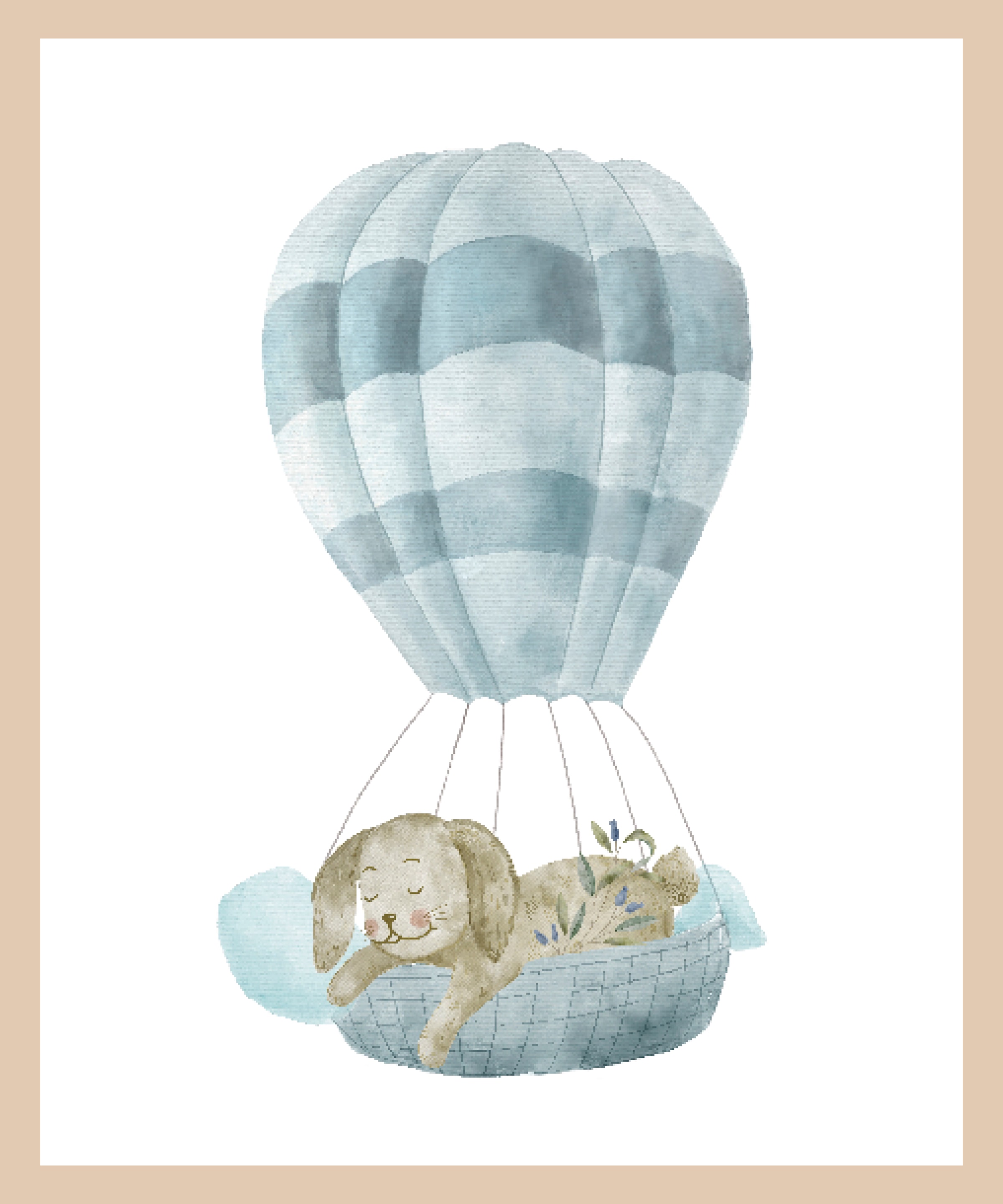 Lüttenhütt Poster »Schlafender Hase in Heißluftballon«, Ballonfahren-Fantasy-Hase-Hasen-Heißluftballon-Tiere, (1 St.), HD Premium Druck
