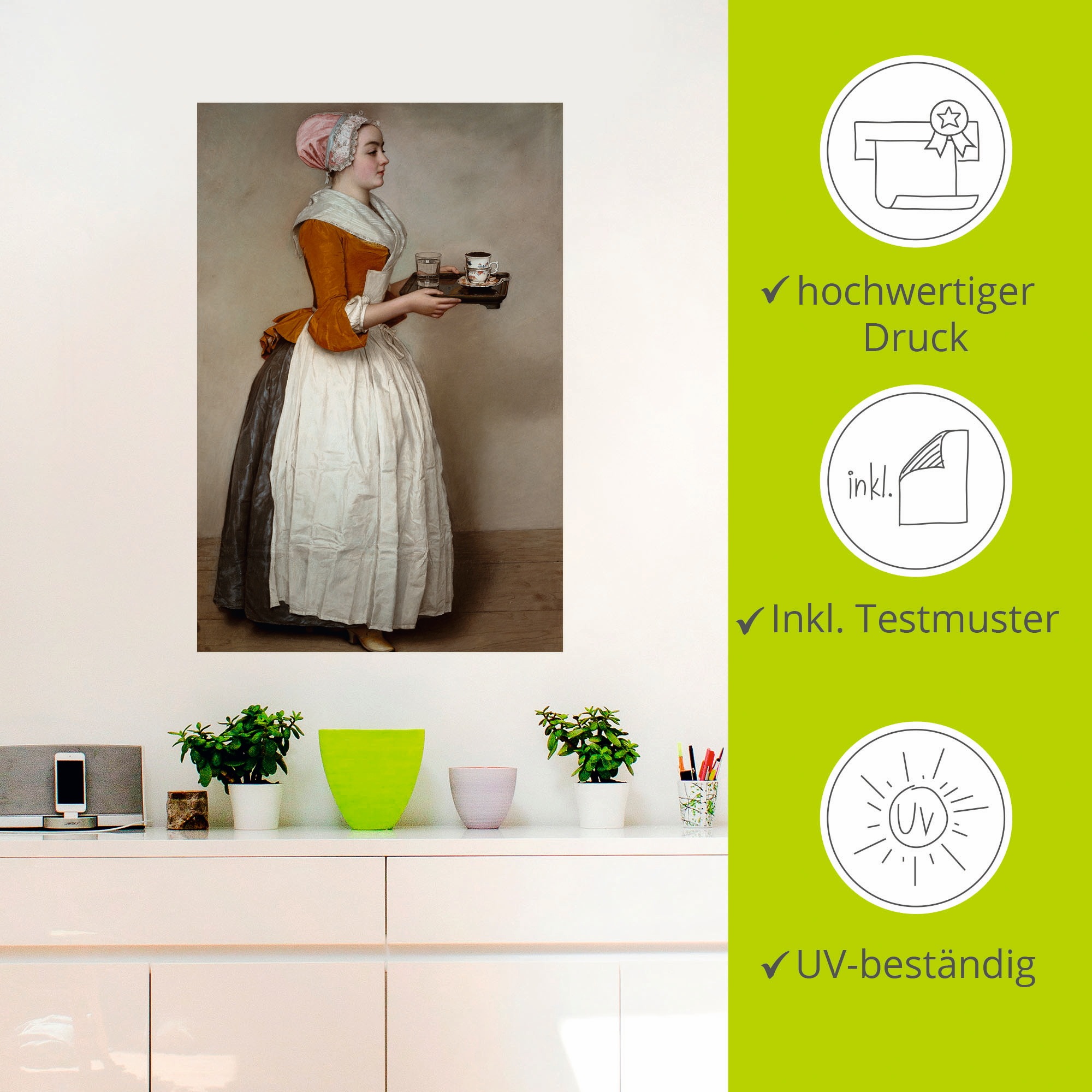 Artland Wandbild »Das Schokoladenmädchen. Um 1744/45«, Frau, (1 St.), als Alubild, Outdoorbild, Leinwandbild, Poster, Wandaufkleber