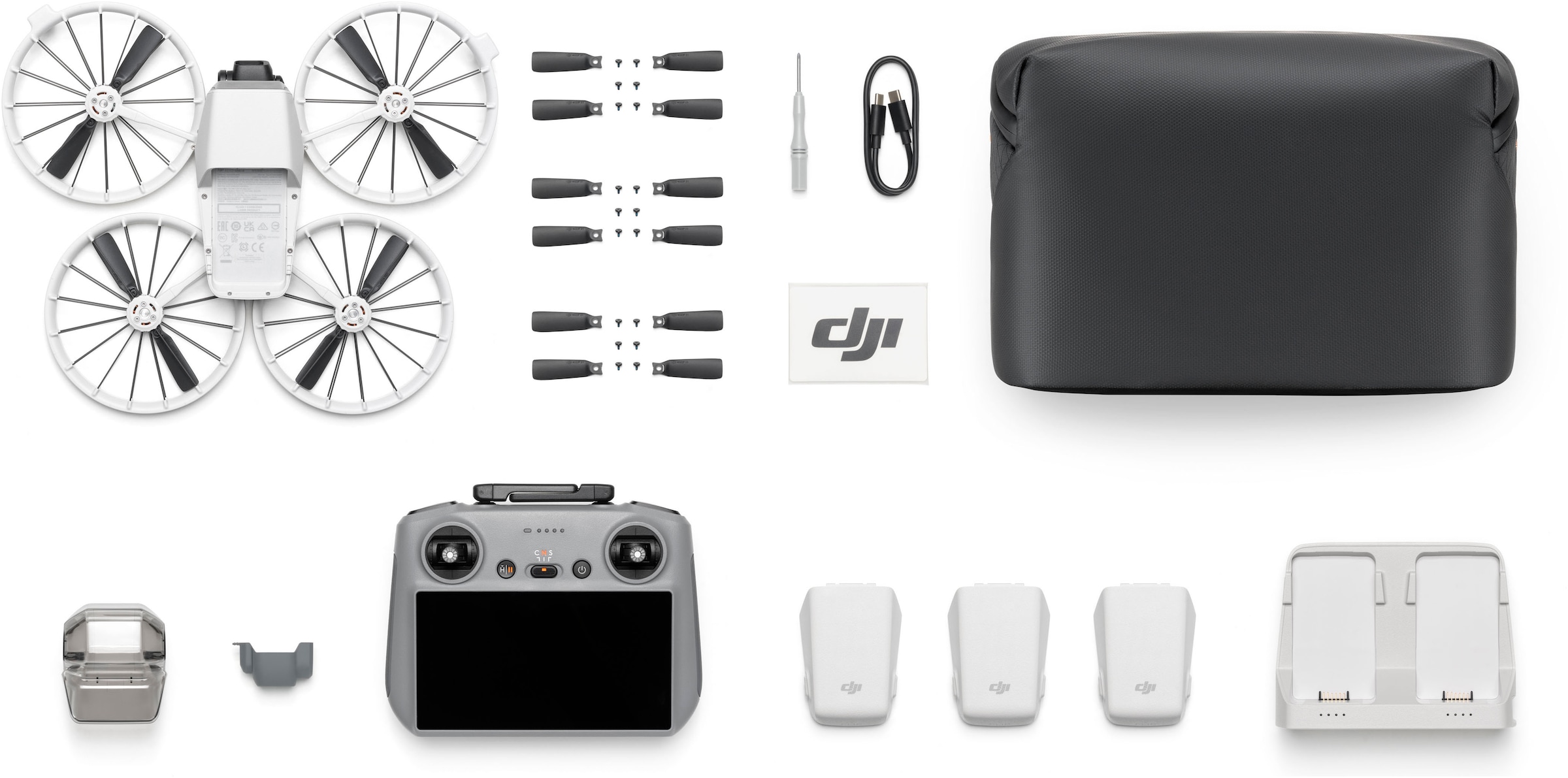 DJI Drohne »Flip Fly More Combo«, (DJI RC 2 Fernsteuerung, 3 Akkus, Ladestation und Umhängetasche)