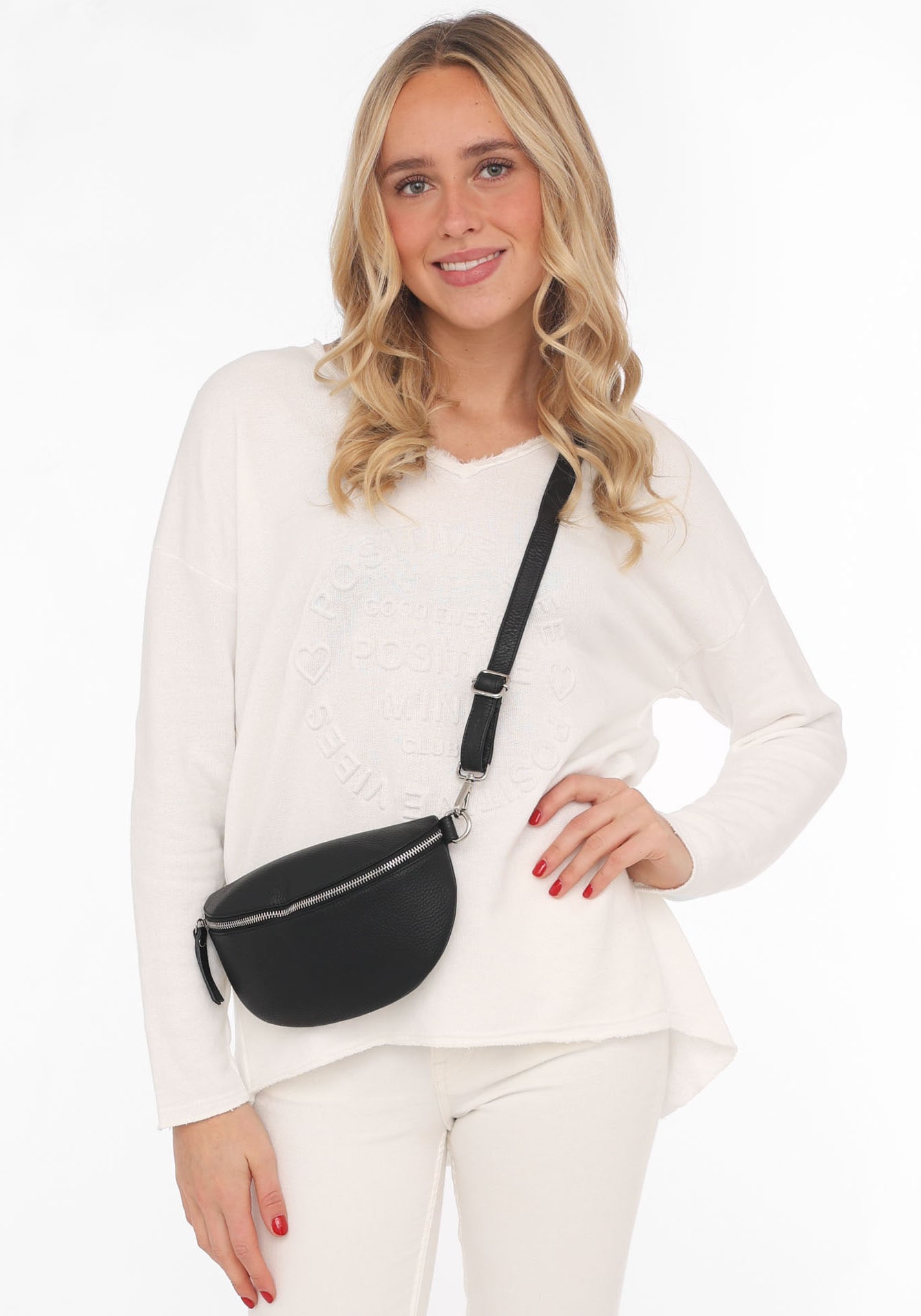 Zwillingsherz Umhängetasche »Crossbody Bag Leder«, Umhängetasche mit Reißverschluss
