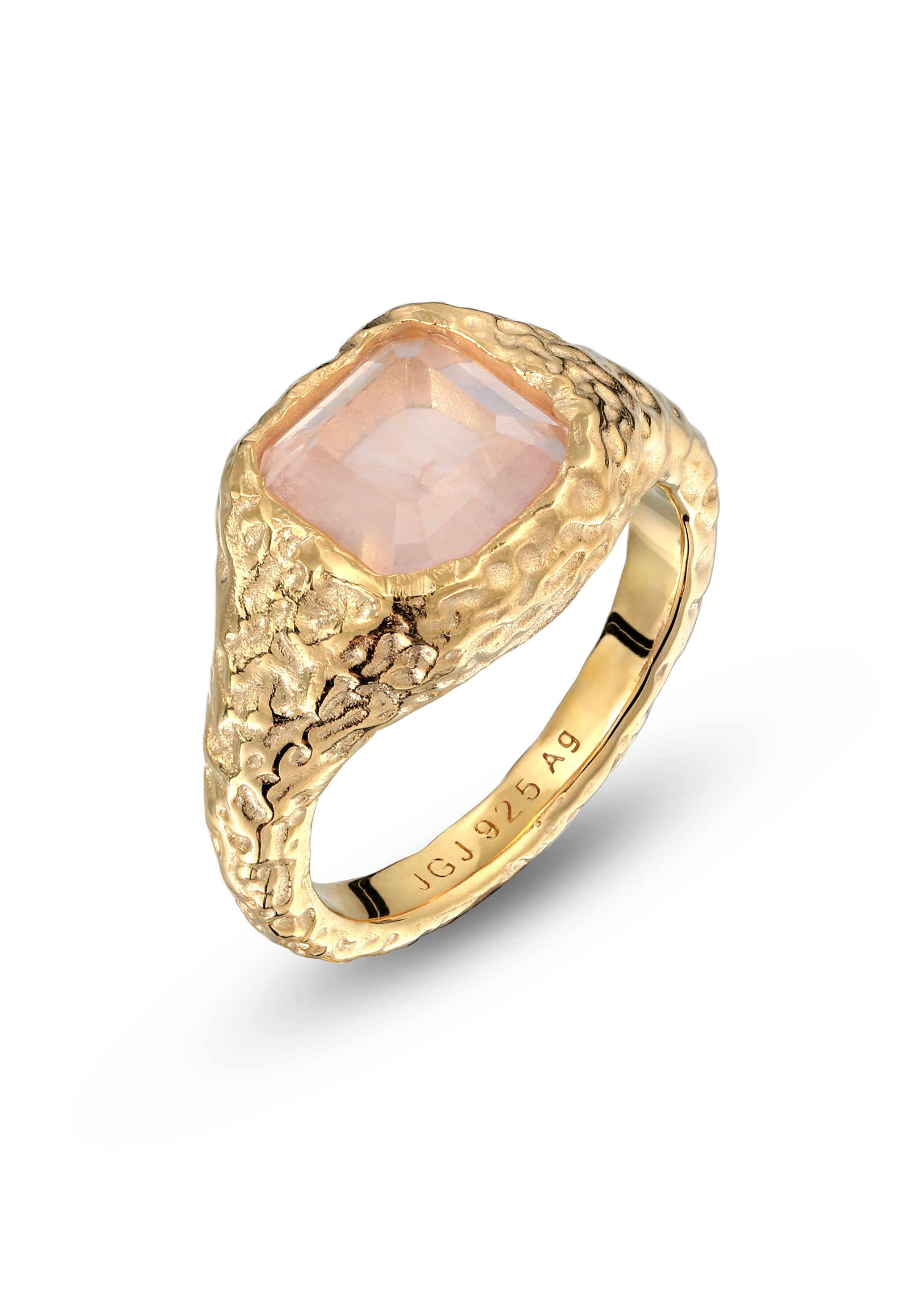 HAZE & GLORY Siegelring »Ring Quarz Rosa 925 Sterling Silber«