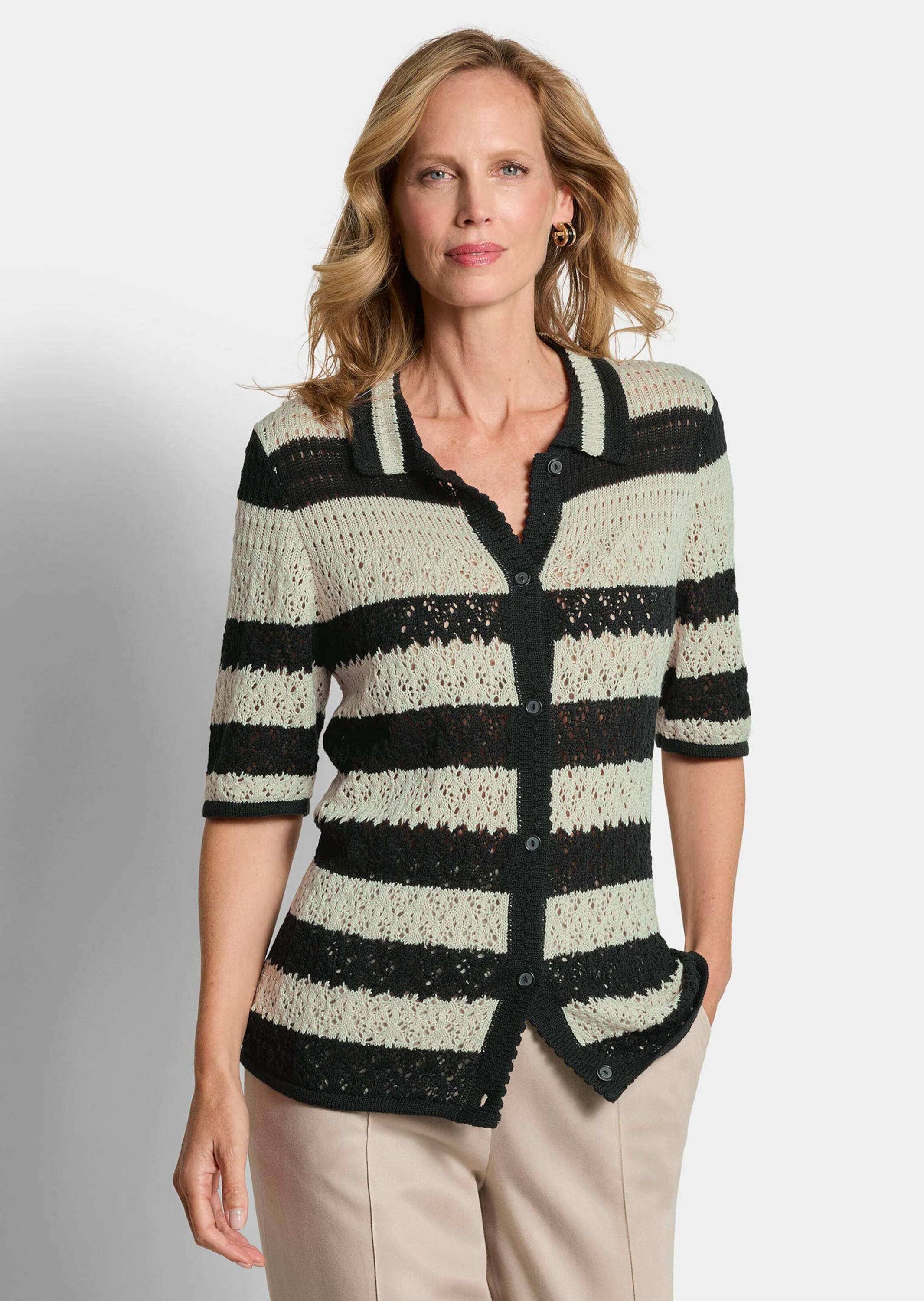 GOLDNER Strickjacke »Ajourjacke in maritimen Look« Ajourstrick mit Ringel