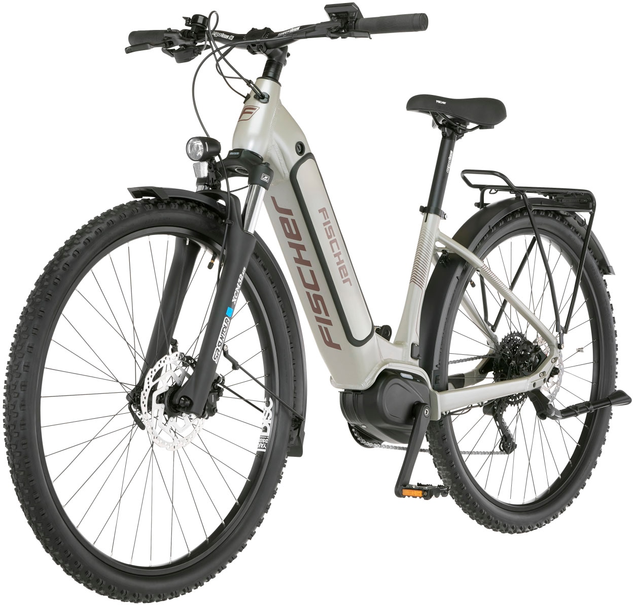 FISCHER Fahrrad E-Bike »TERRA 4.0i 43«, 10 Gang, Shimano, Deore, Mittelmotor 250 W, (mit Fahrradschloss), Pedelec, Elektrofahrrad für Damen u. Herren, ATP