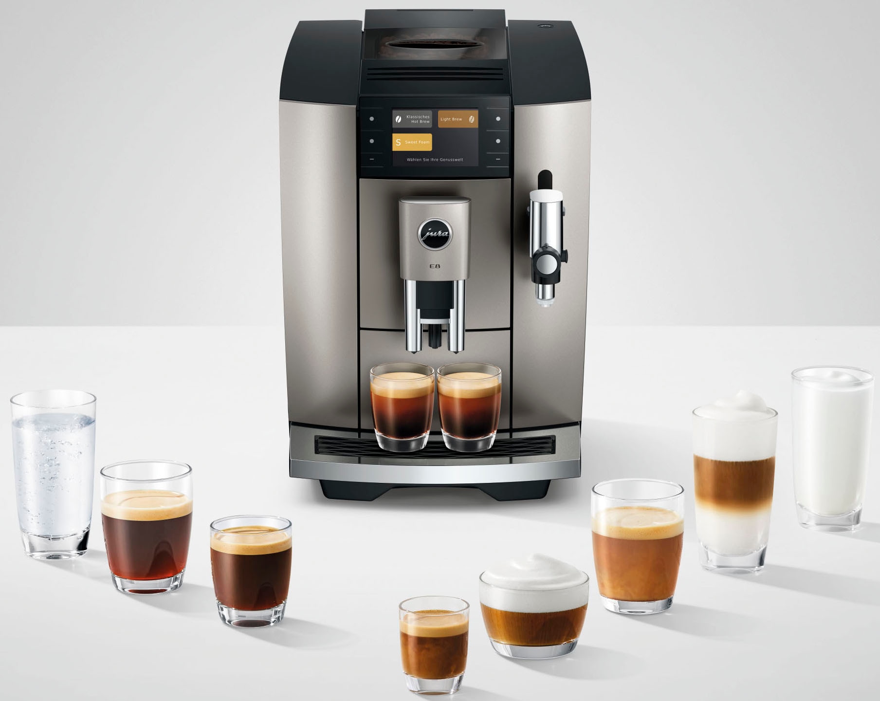 JURA Kaffeevollautomat »15712 E8 (ED), Midnight Silver« 27 Spezialitäten, WiFi, Hot & Light Brew, Sweet