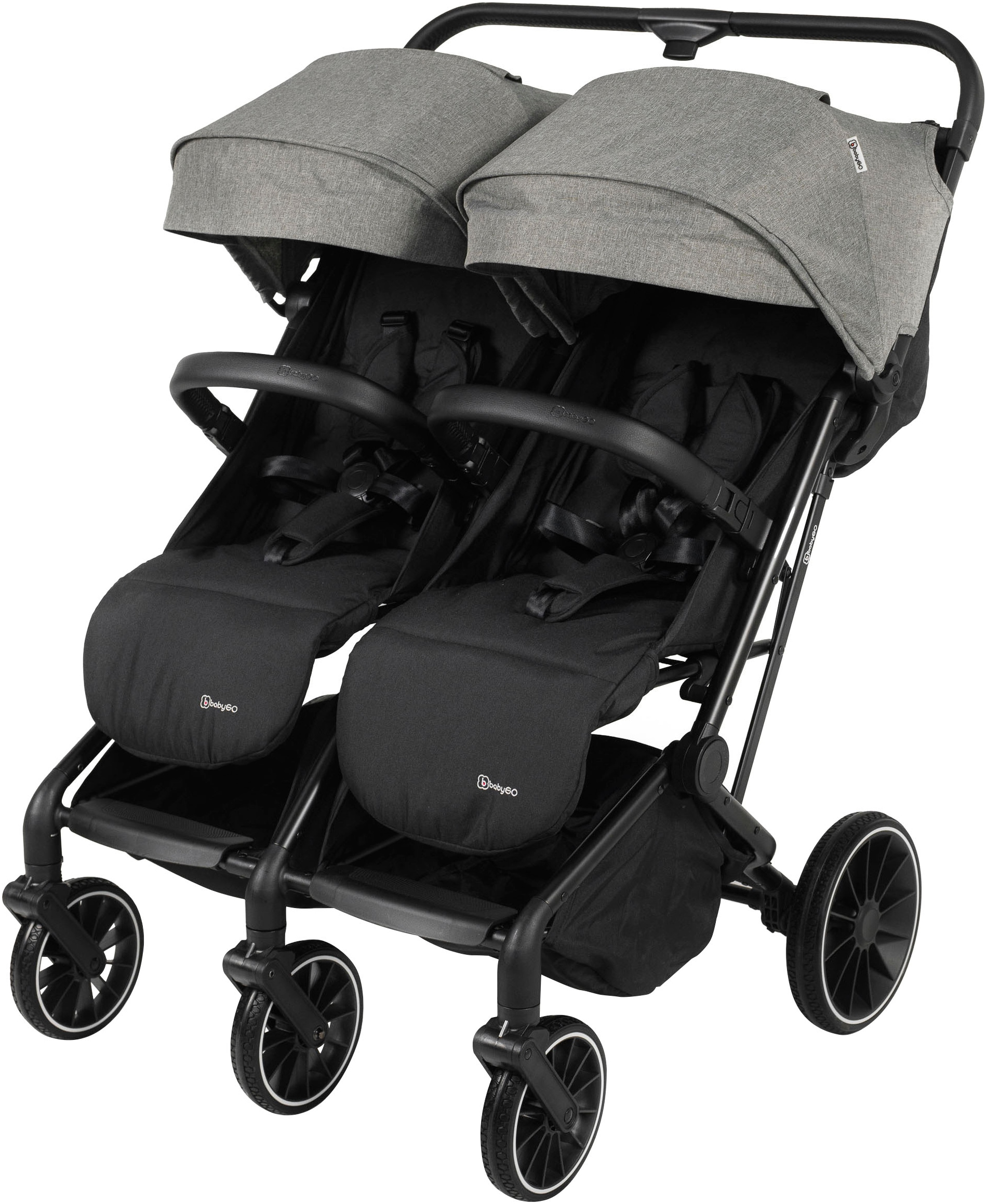 BabyGo Zwillingsbuggy »Zwillingskinderwagen GOTwice«, mit drei schwenkbaren Vorderrädern