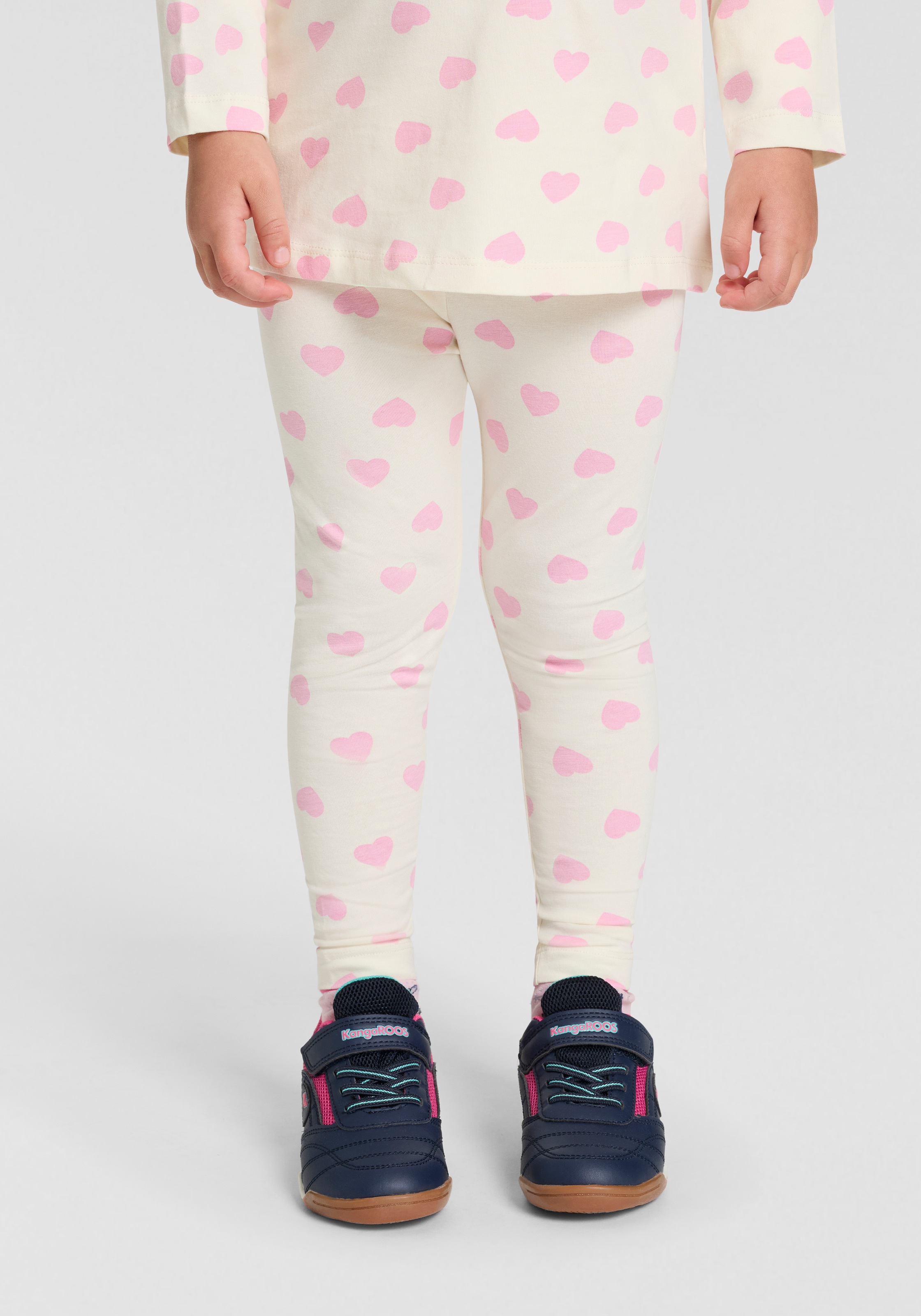 KIDSWORLD Leggings »2er Pack Uni + Herz-Drucken Leggings«, (2 tlg.), 2er Pack Leggings mit Herzen