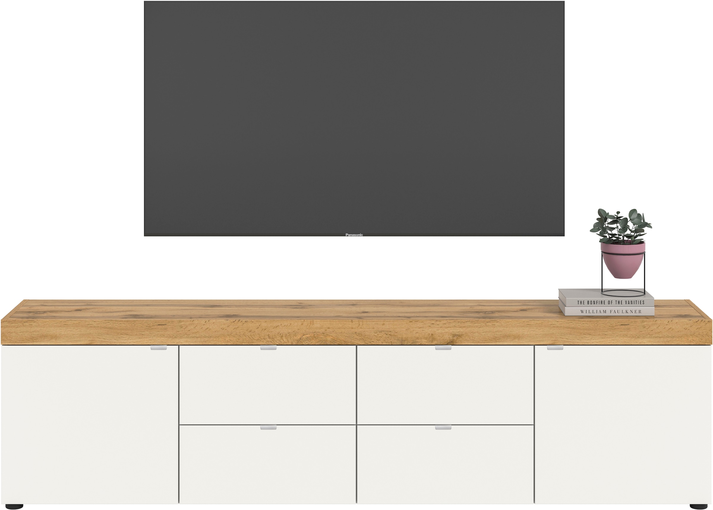 OTTO home Lowboard »MAMBO II, Breite 200 cm, 2 Türen, 4 Schubkästen, 4 Fächer« 1 Stk. tlg. Lowboard, TV Unterschrank, TV-Schrank, Wohnzimmer