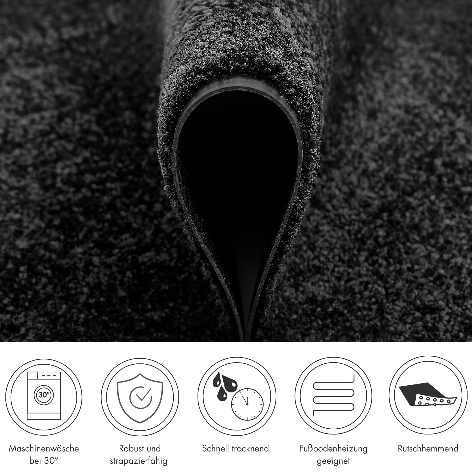 my home Fußmatte »Fresh Step, Made in Belgium«, rechteckig, 9 mm Höhe, für den Eingangsbereich, Uni-Farben, rutschhemmend, robust, waschbar