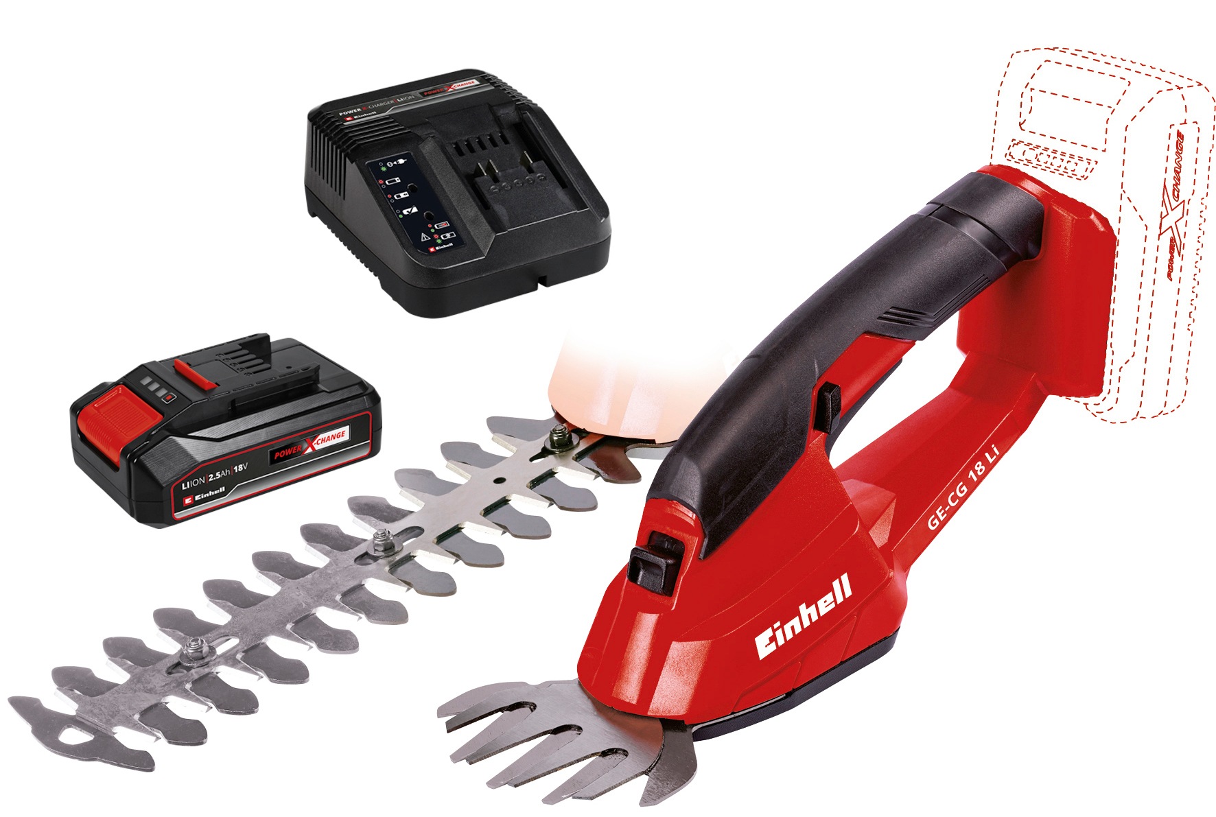 Einhell Akku-Gras- und Strauchscherenset »GE-CG 18 Li«, inkl. 2,5 Ah Starter-Kit