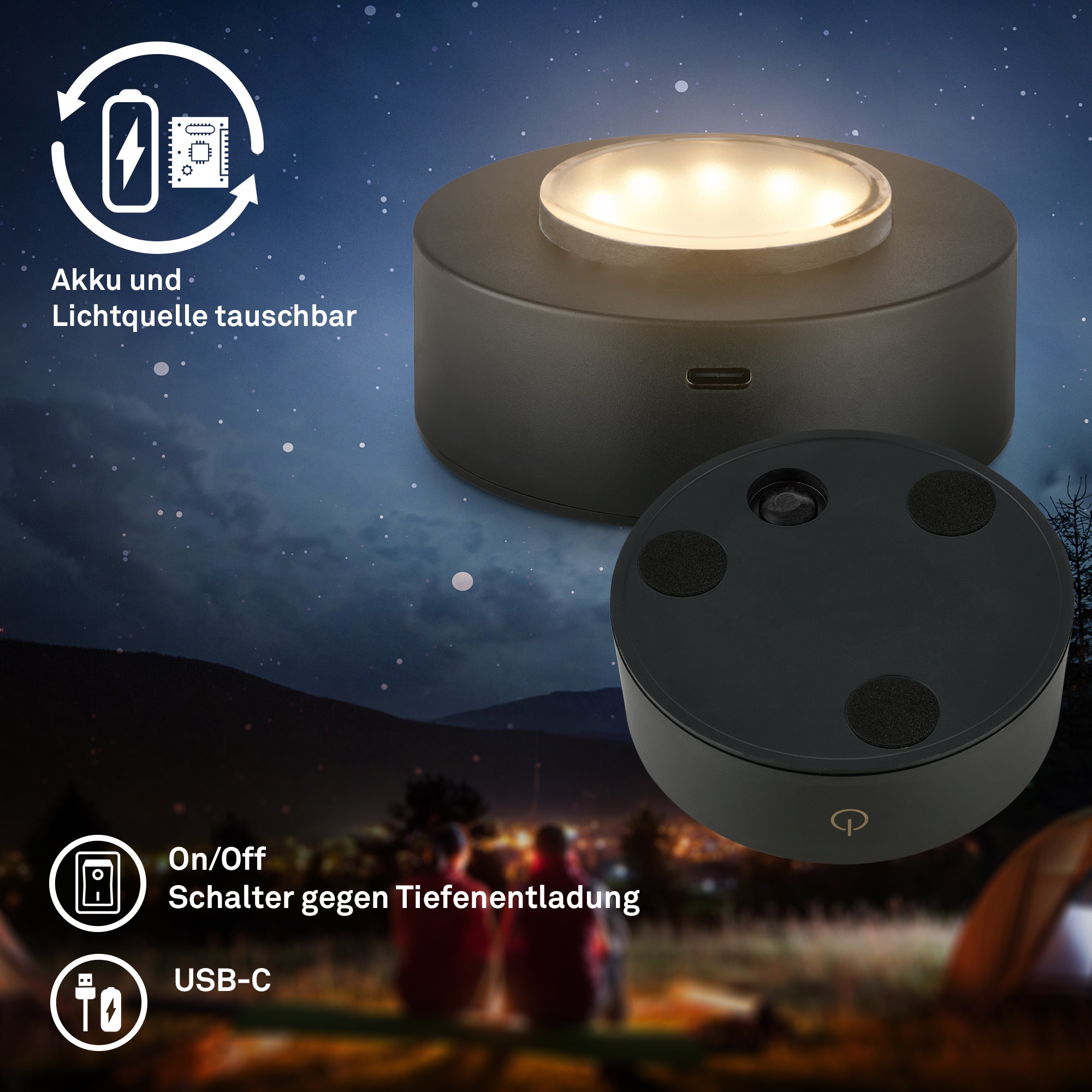 Briloner Leuchten LED Außen-Tischleuchte »SUNORA« LED-Board 2 Stk. Warmweiß kabellos 15 x 11 cm Klar 2W Wohnzimmer Flur Outdoor Aussen 2er-Set