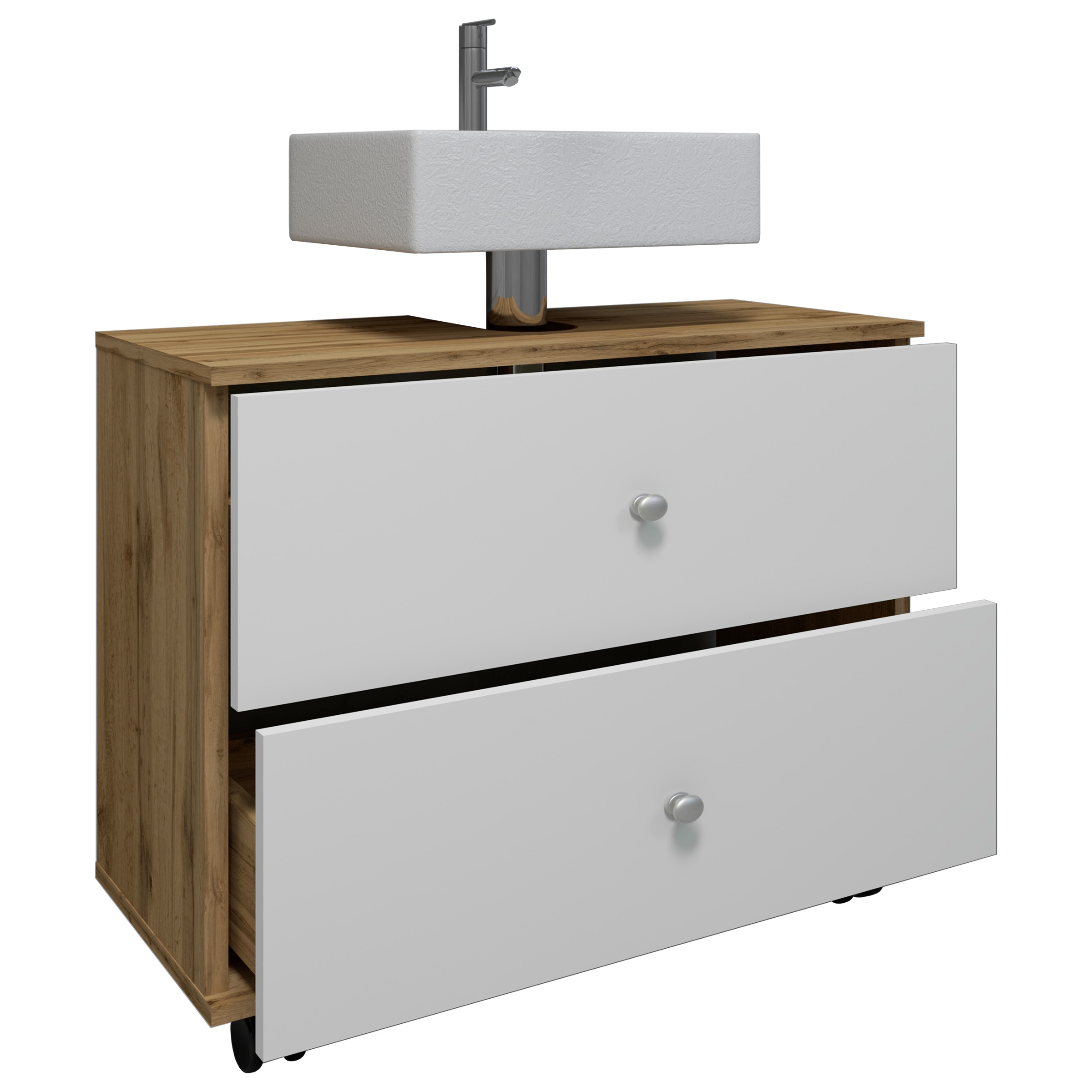 VCM Waschbeckenschrank »Badmöbel Badunterschrank Rollen Schublade Nilosi L«