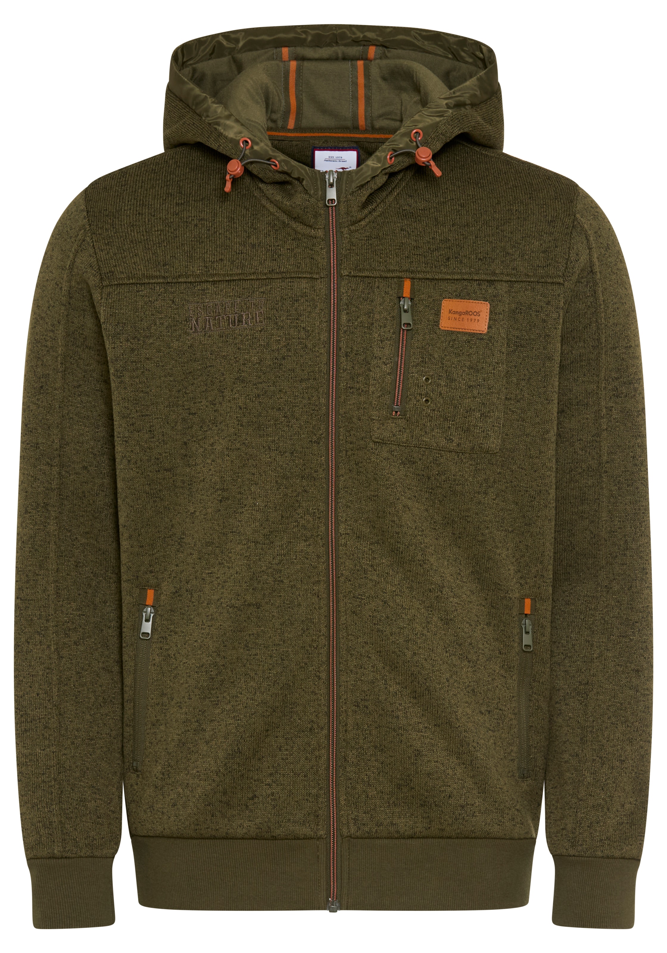 KangaROOS Strickfleecejacke mit Kapuze mit Kapuze, mit Brusttasche, Atmungsaktiv