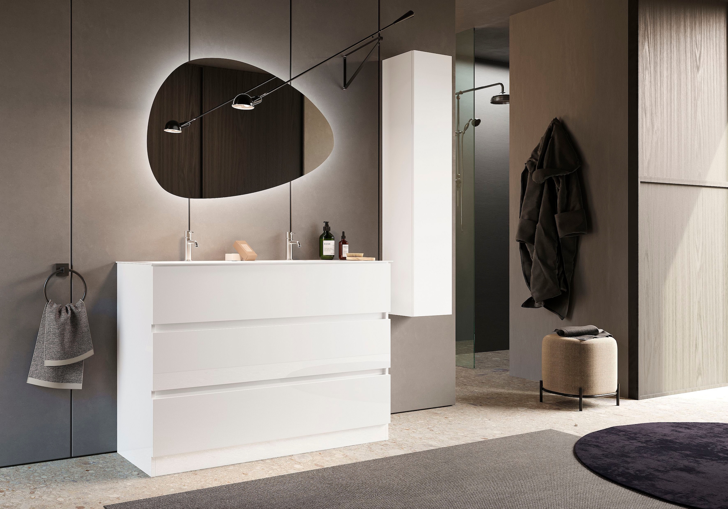 welltime Hängeschrank »Start, 1 Tür, Höhe 138 cm,«, Breite 26 cm, Bad, Flur in Weiß Hochglanz Lack