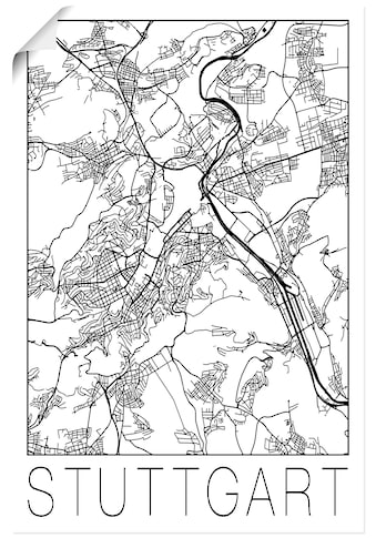 Poster »Retro Karte Stuttgart Deutschland«, Deutschland, (1 St.)