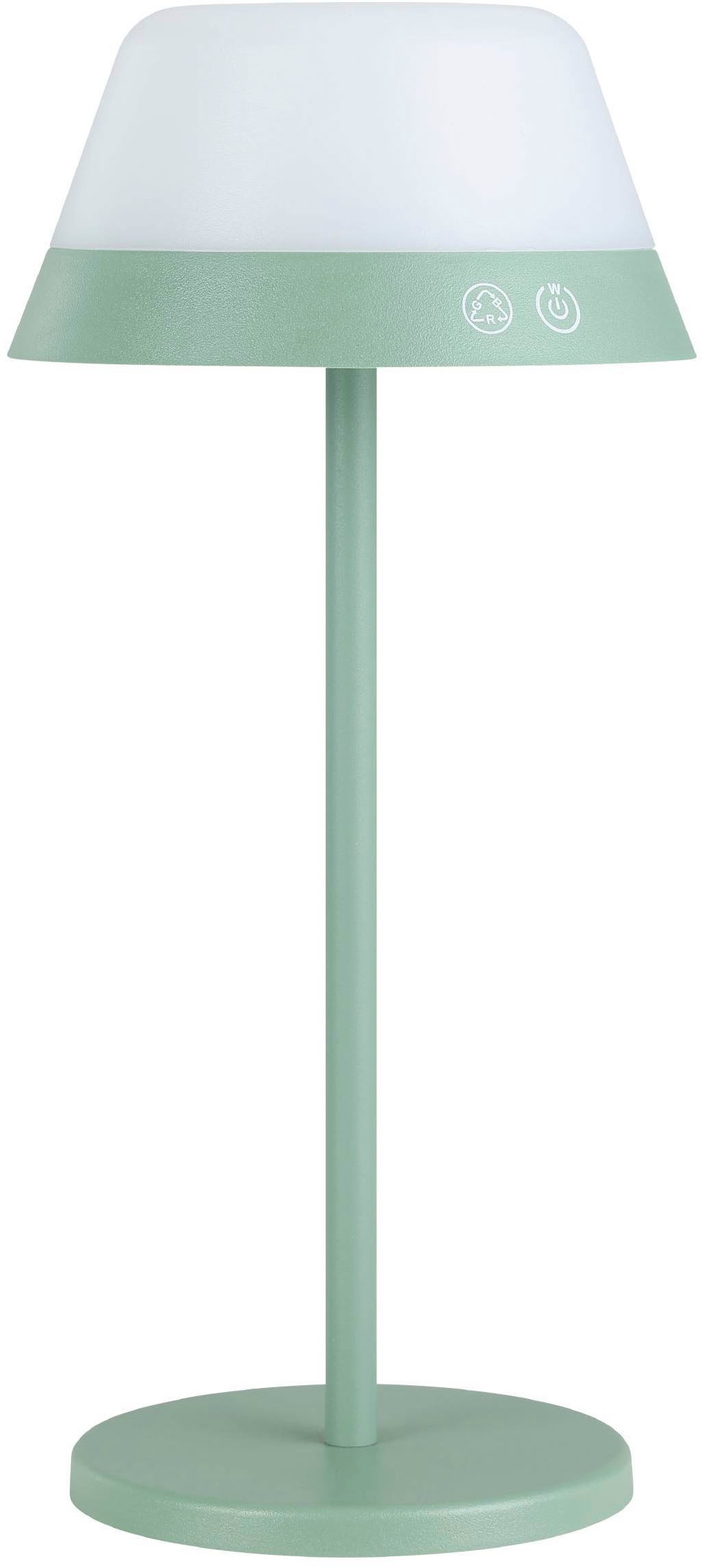 EGLO Tischleuchte »Meggiano Tischlampe, kabellos, aufhängbarer Lampenschirm, IP54, Lampe« LED-Modul 1 Stk. RGB | Warmweiß Tischleuchte - H32 x Ø15 cm - grün - 1X1,5W;1X0,8W inkl.